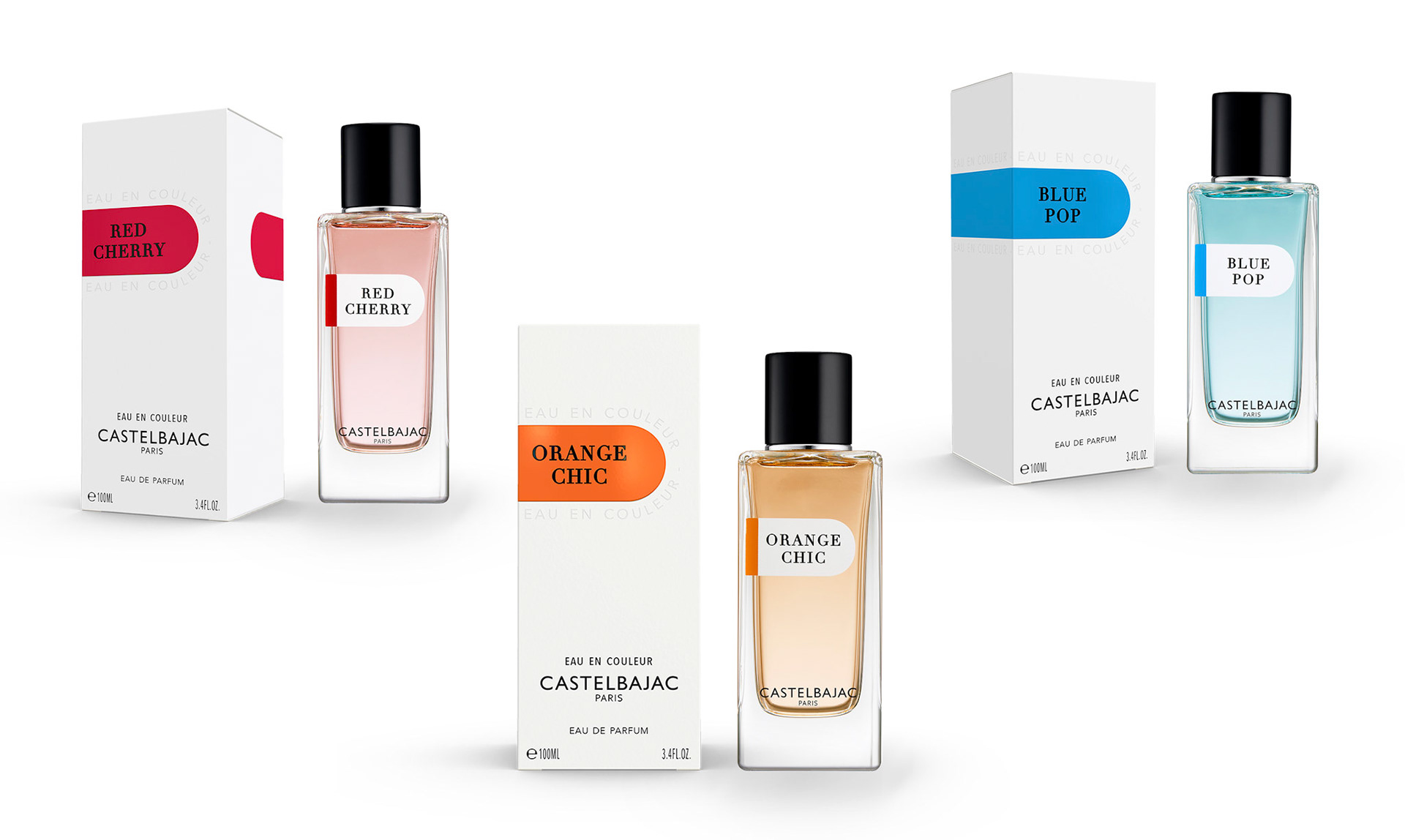 Création graphique d'une gamme de 3 étuis de Parfum / CASTELBAJAC Parfum