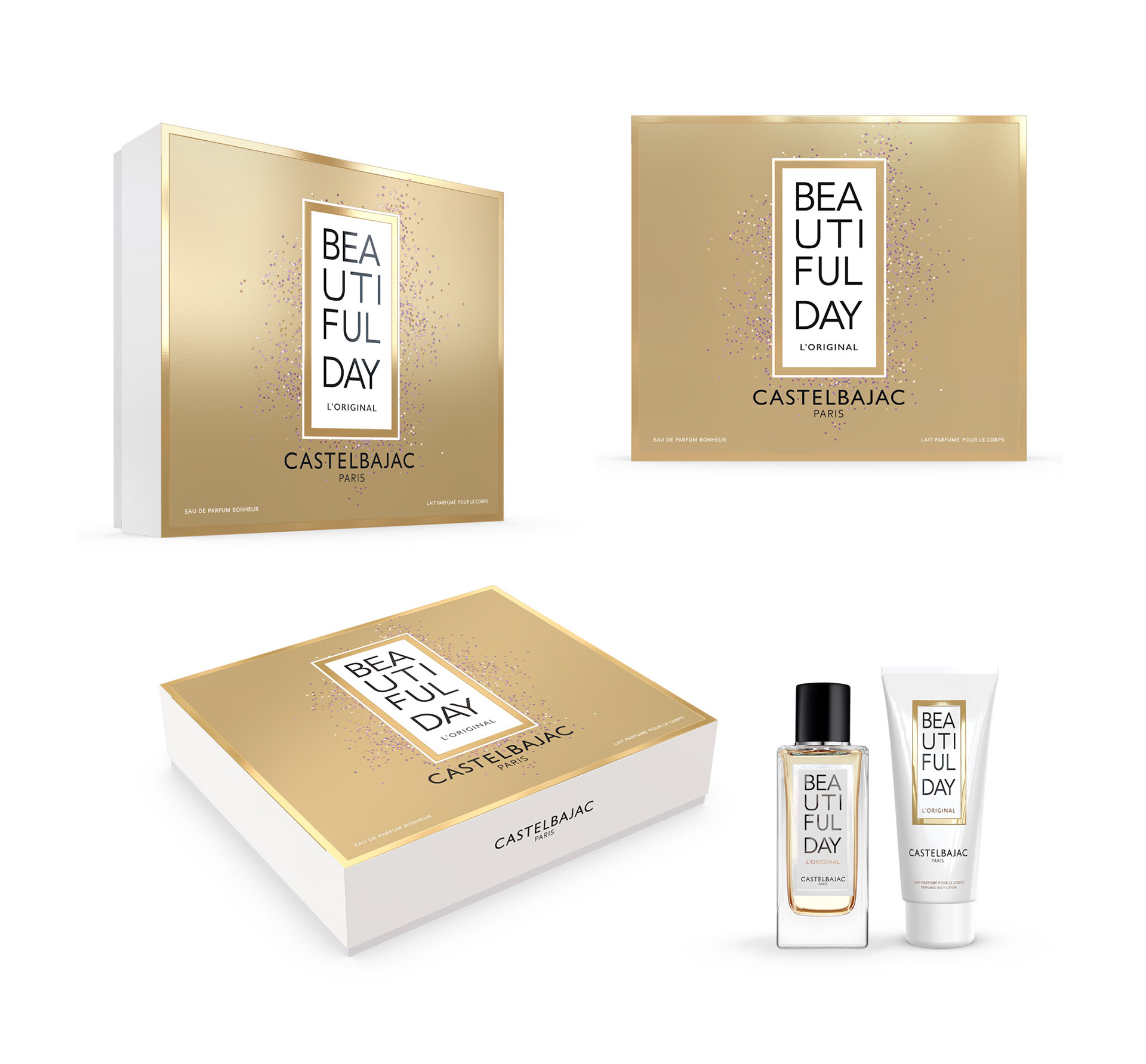 Création graphique d'un coffret Eau de Parfum et Lait pour le Corps / CASTELBAJAC Parfum