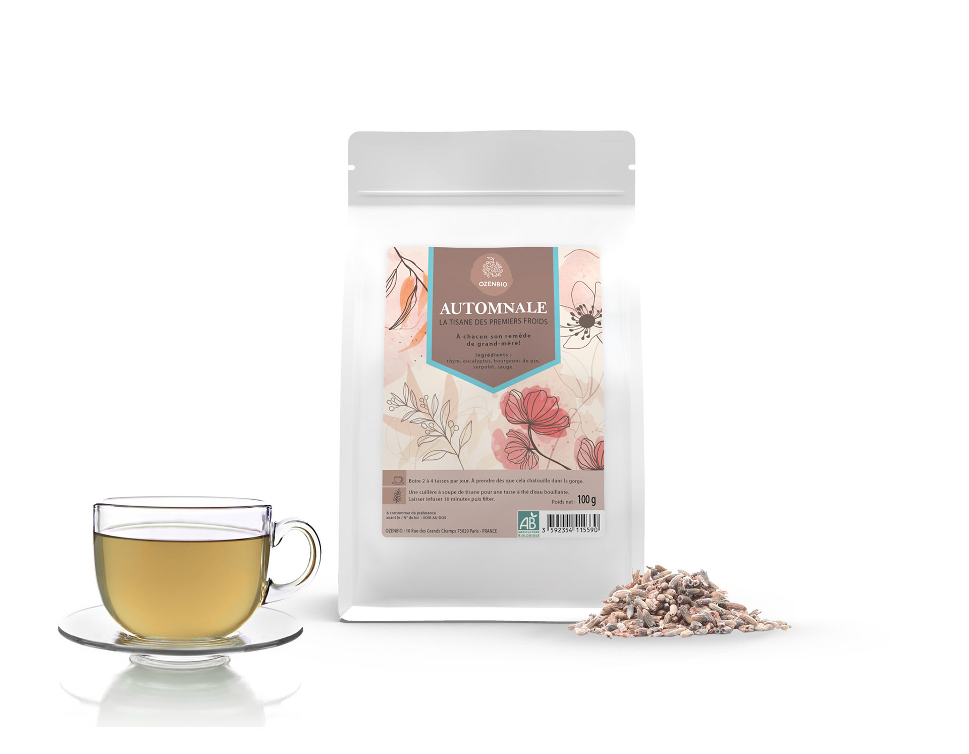 Création graphique d'une gamme de Tisane / OZENBIO Alimentation Bio