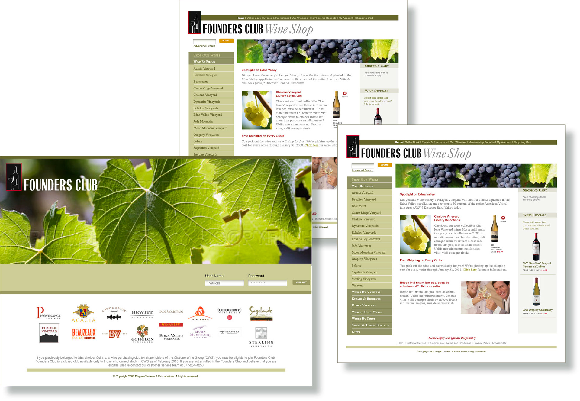 DIAGEO CHATEAU & ESTATE WINES | Founders Club Wine Shop Web Design