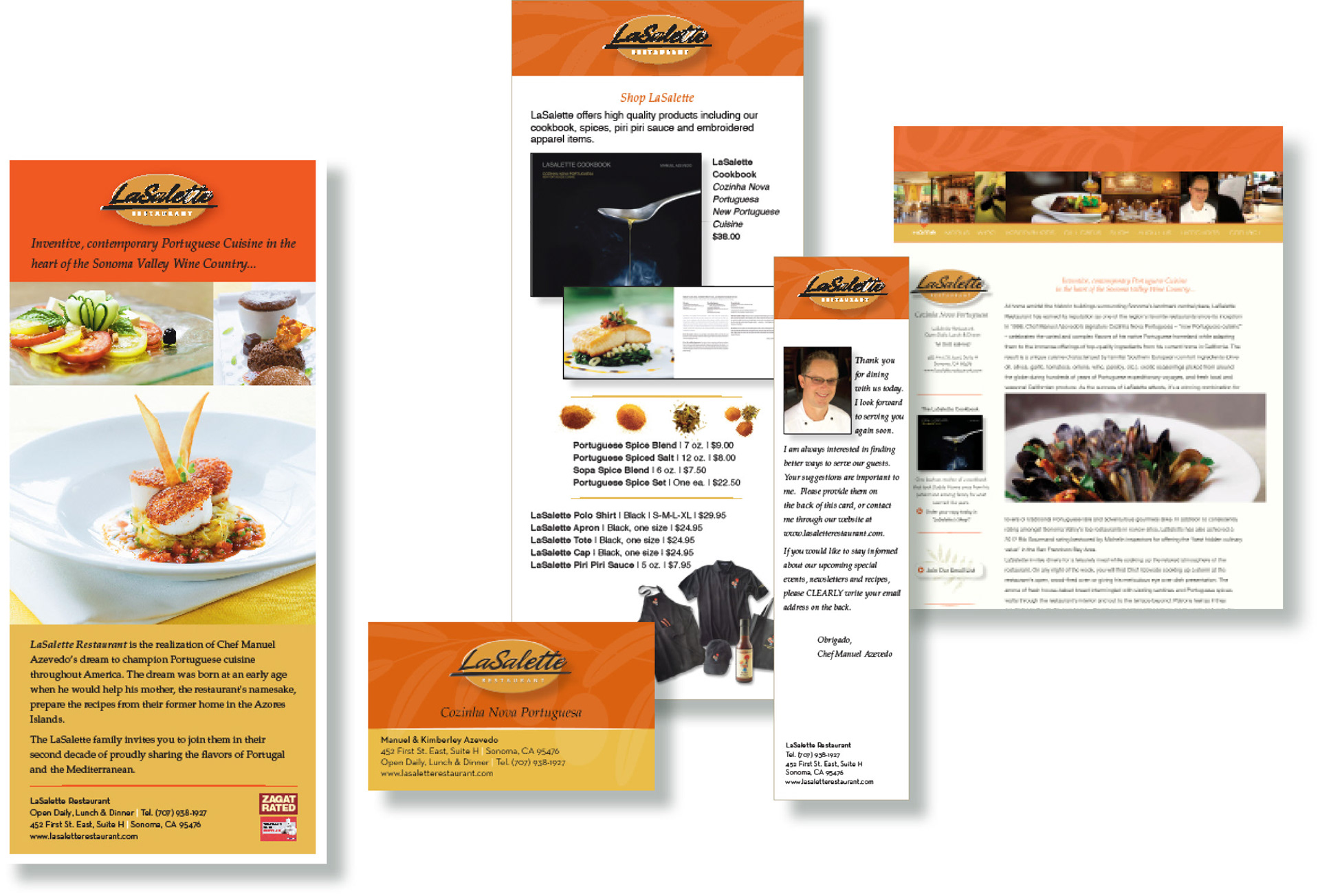 LASALETTE RESTAURANT | Rack card, shop card, business card, bookmark, web page