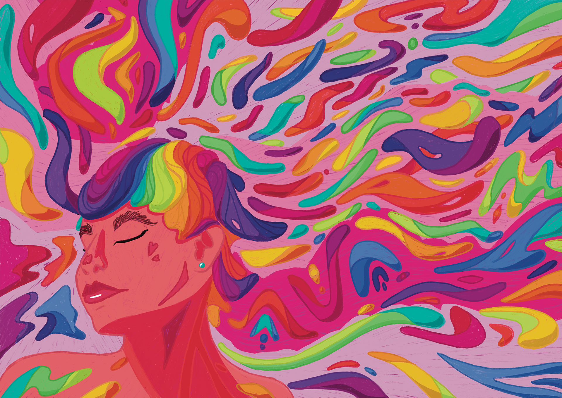 Her Locks Irradiant - Illustration