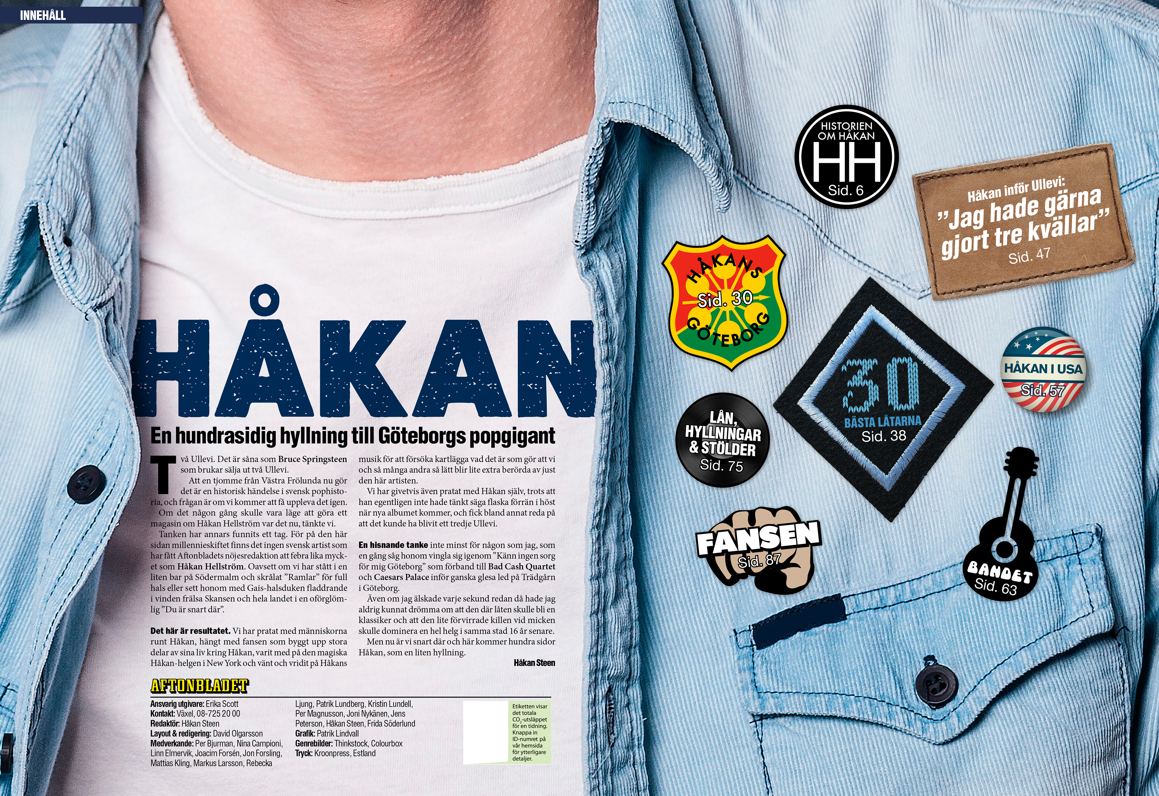 Layout/form till Aftonbladets Håkan Hellström-bilaga, 2016.