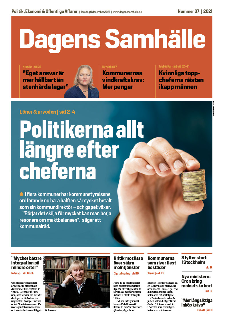 Formgivning, typografi och fotoredigering för Dagens Samhälle, 9 sep 2021.