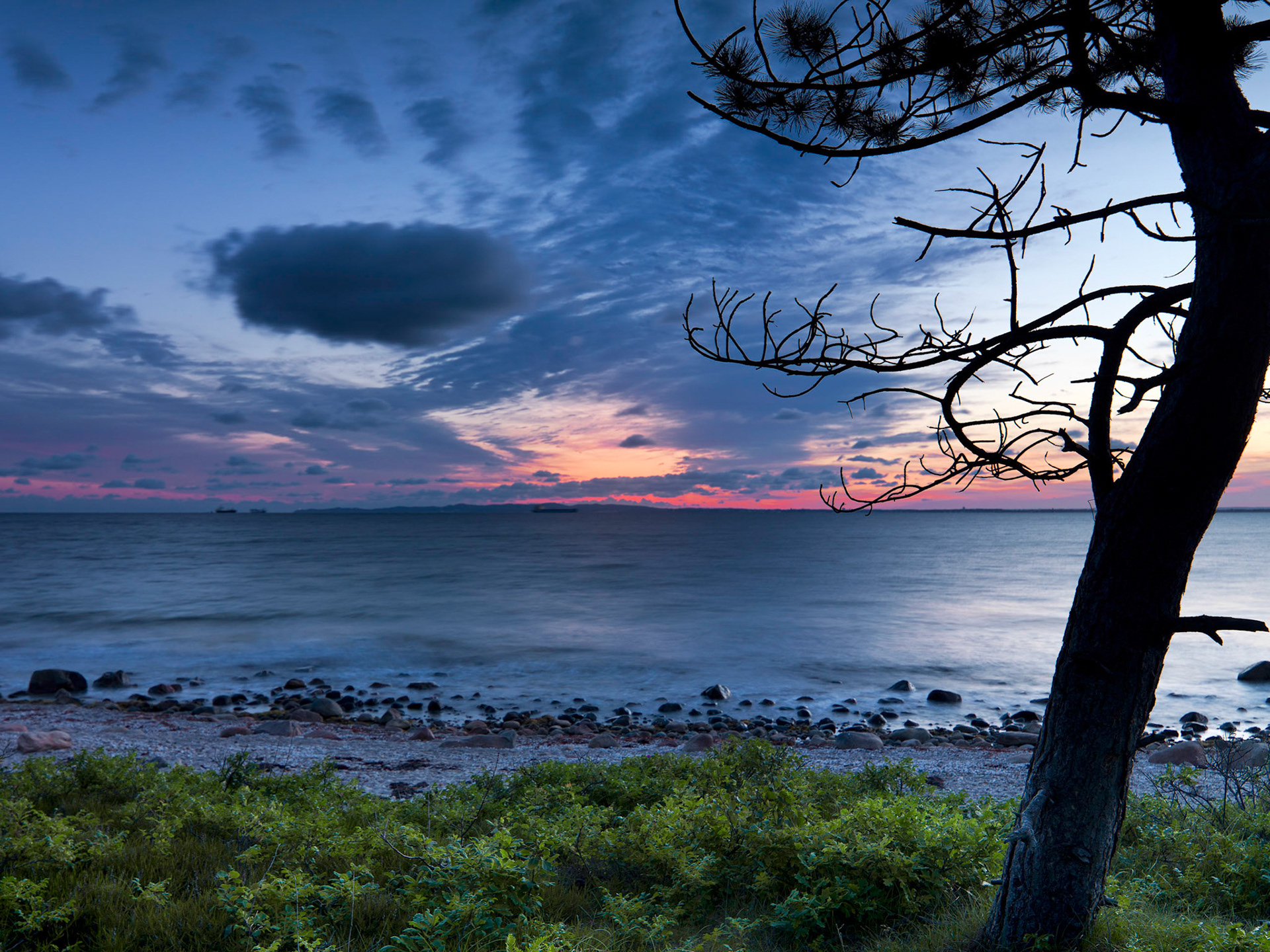 Early morning clouds over The Sound between Denmark and Sweden