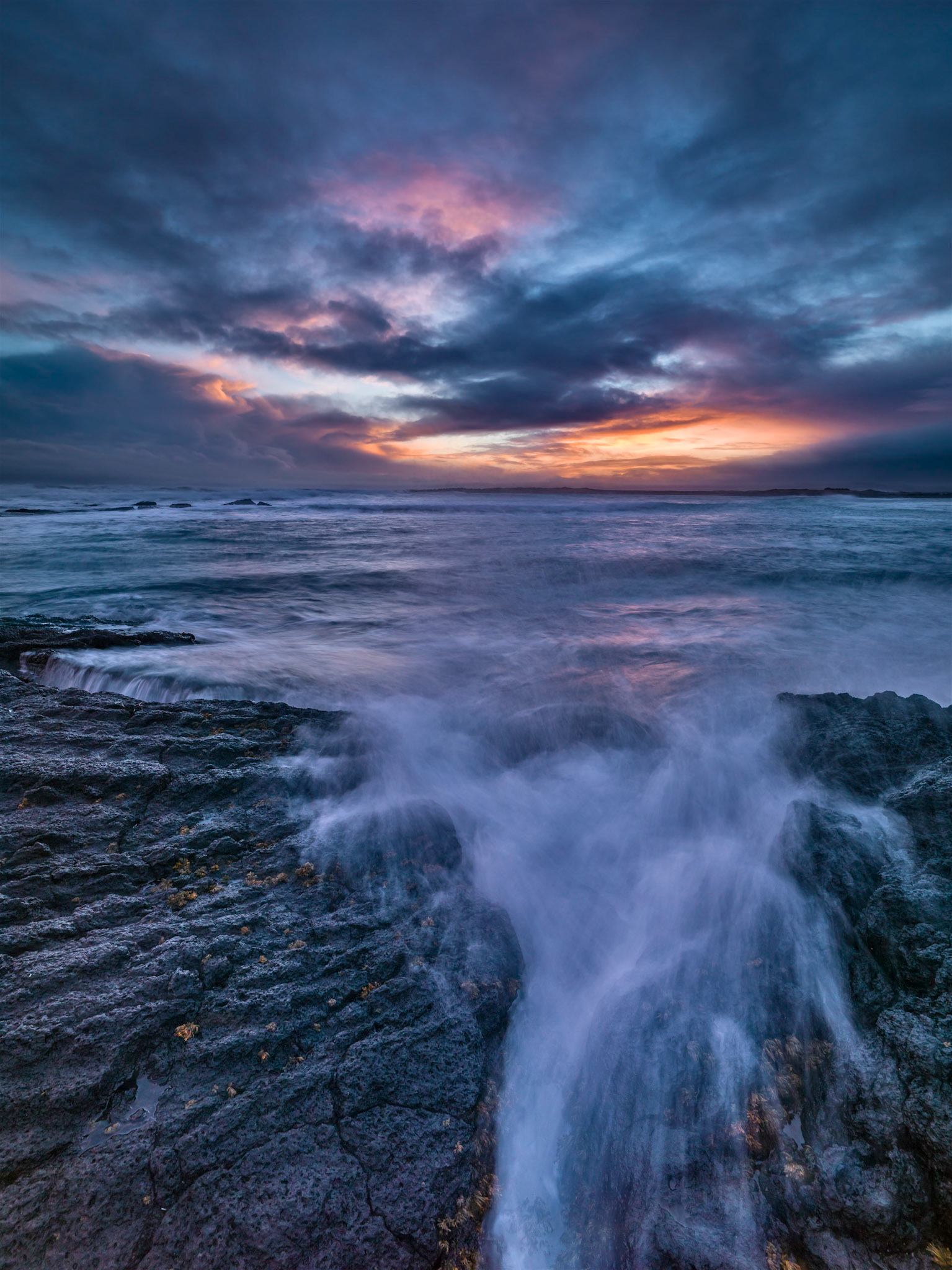 Sunset over the Atlantic Ocean outside Grindavik, Iceland