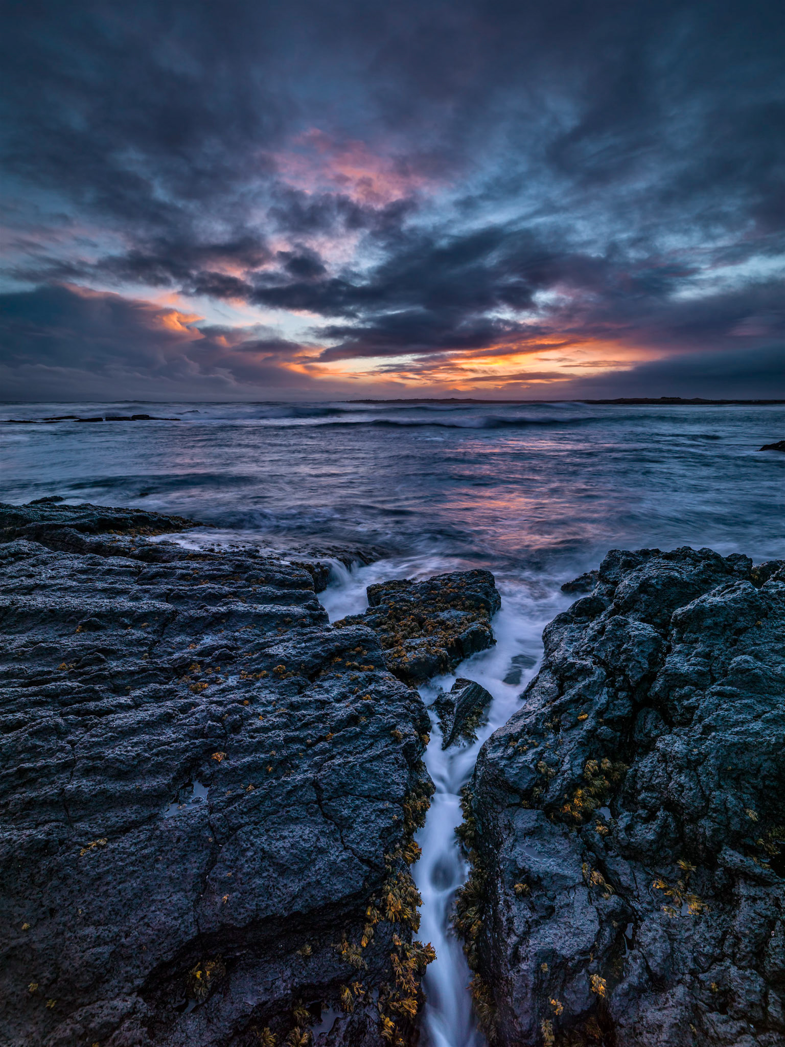 Sunset at the coast of Grindavik, Iceland