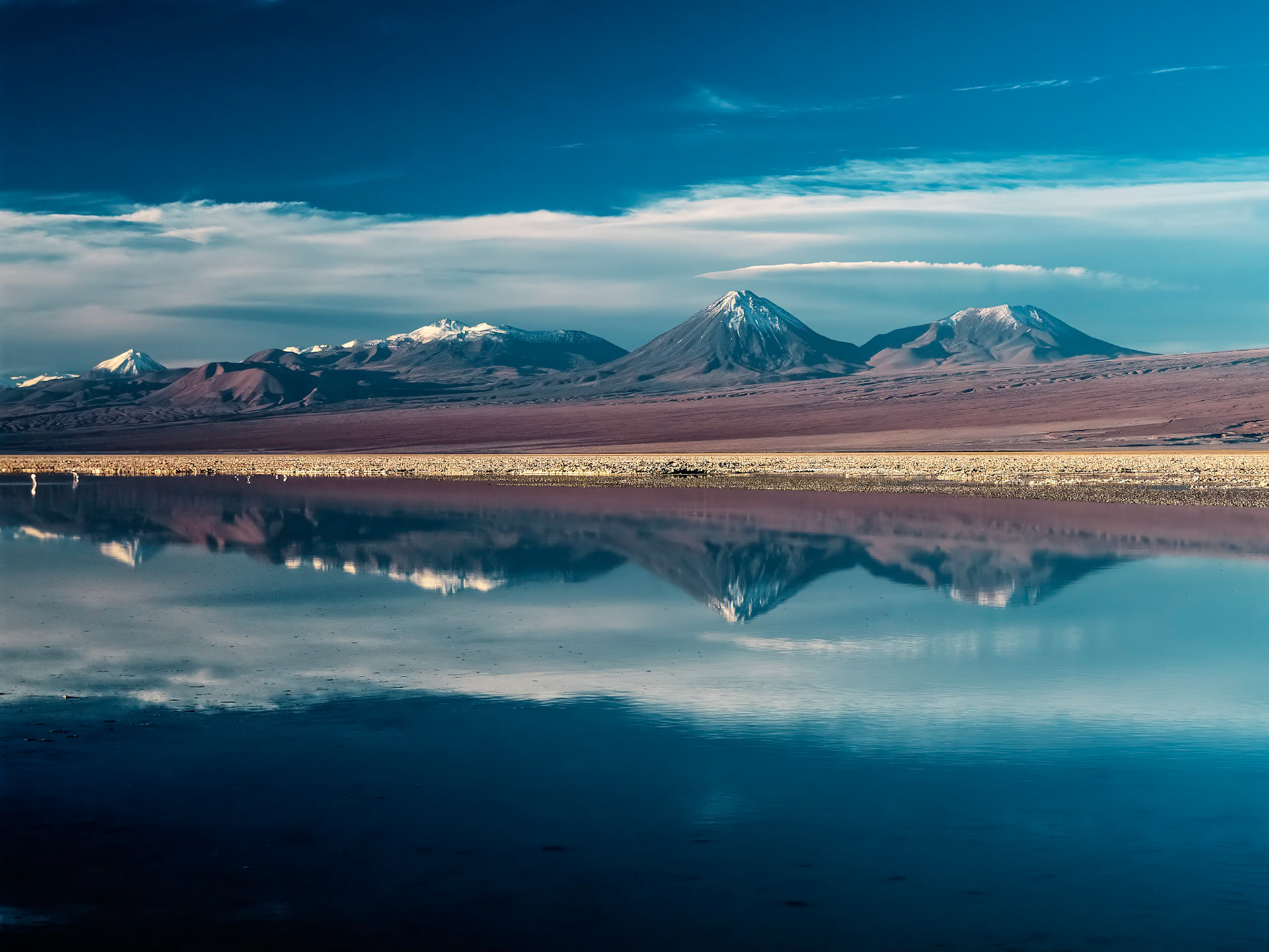 Chile, Atacama, Licancabur, Dessert, water, reflection