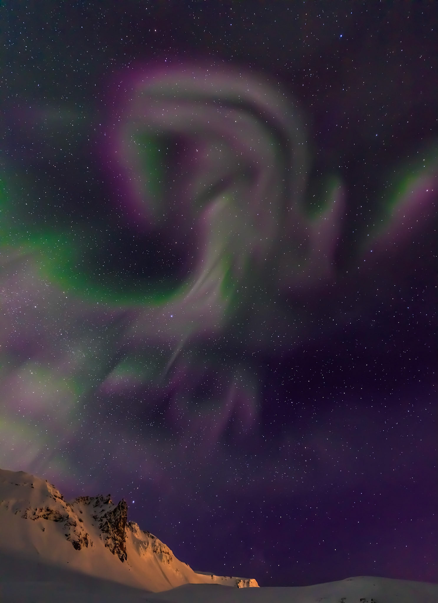 A Ram apears in the Aurora Borealis / Norhtern Lights in the sky above Vik Iceland