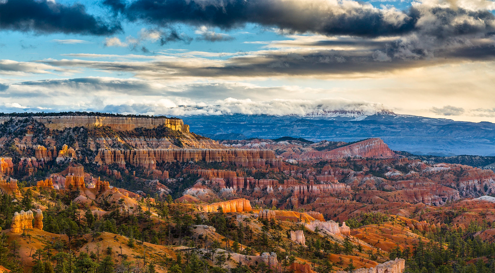 The morning after a little snow storm in the mountain behind Bryce Canyon. We got fooled by all the time differences between Arizona, Utah and then on top they changed Daylight Saving Time this morning so we were late for the show ... however got something usefull anyway.