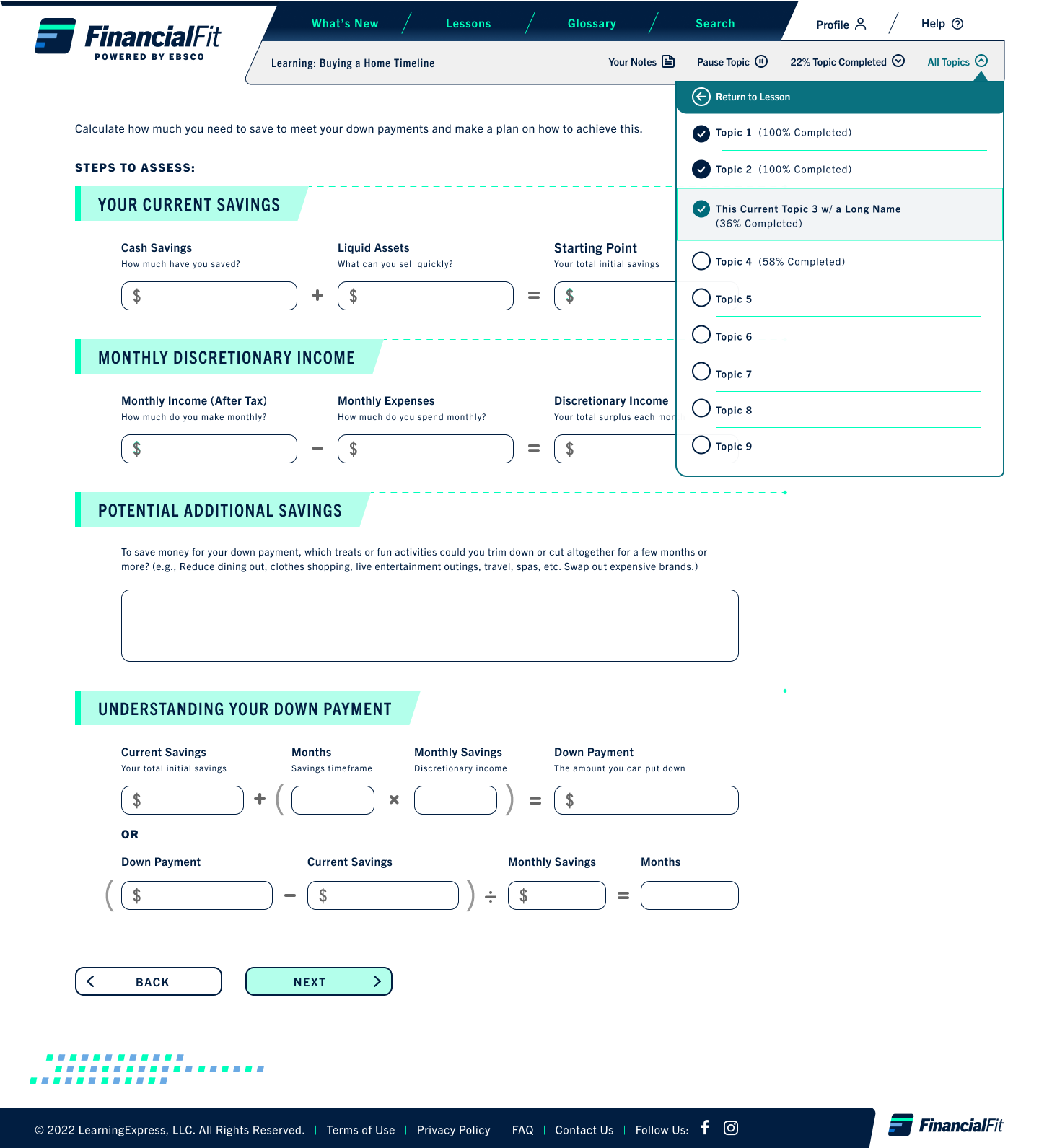 Design v1: "All Topics" navigation menu in top menu