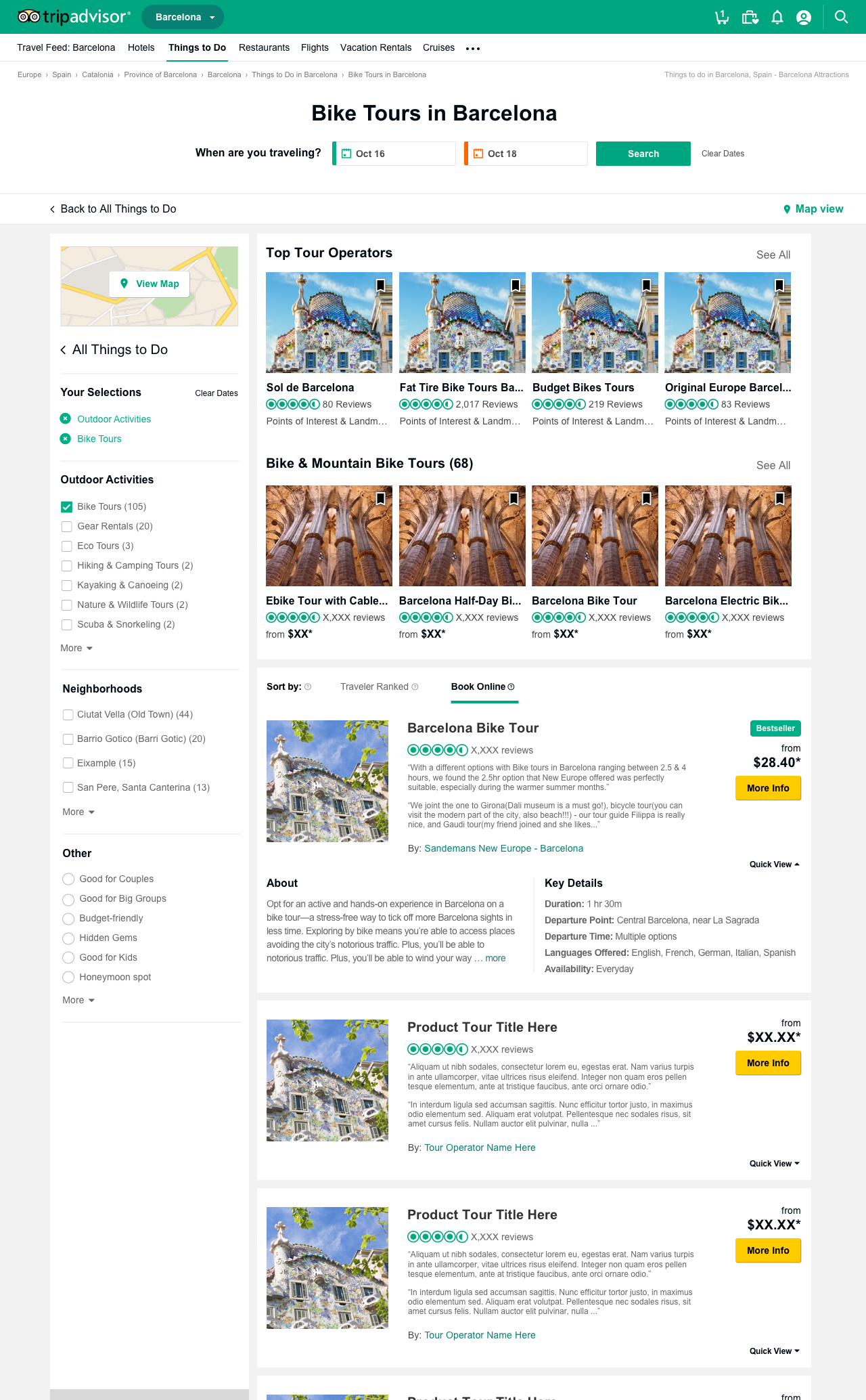 My expandable UX pattern to reveal a quick overview on a bookable tour or featured activity.