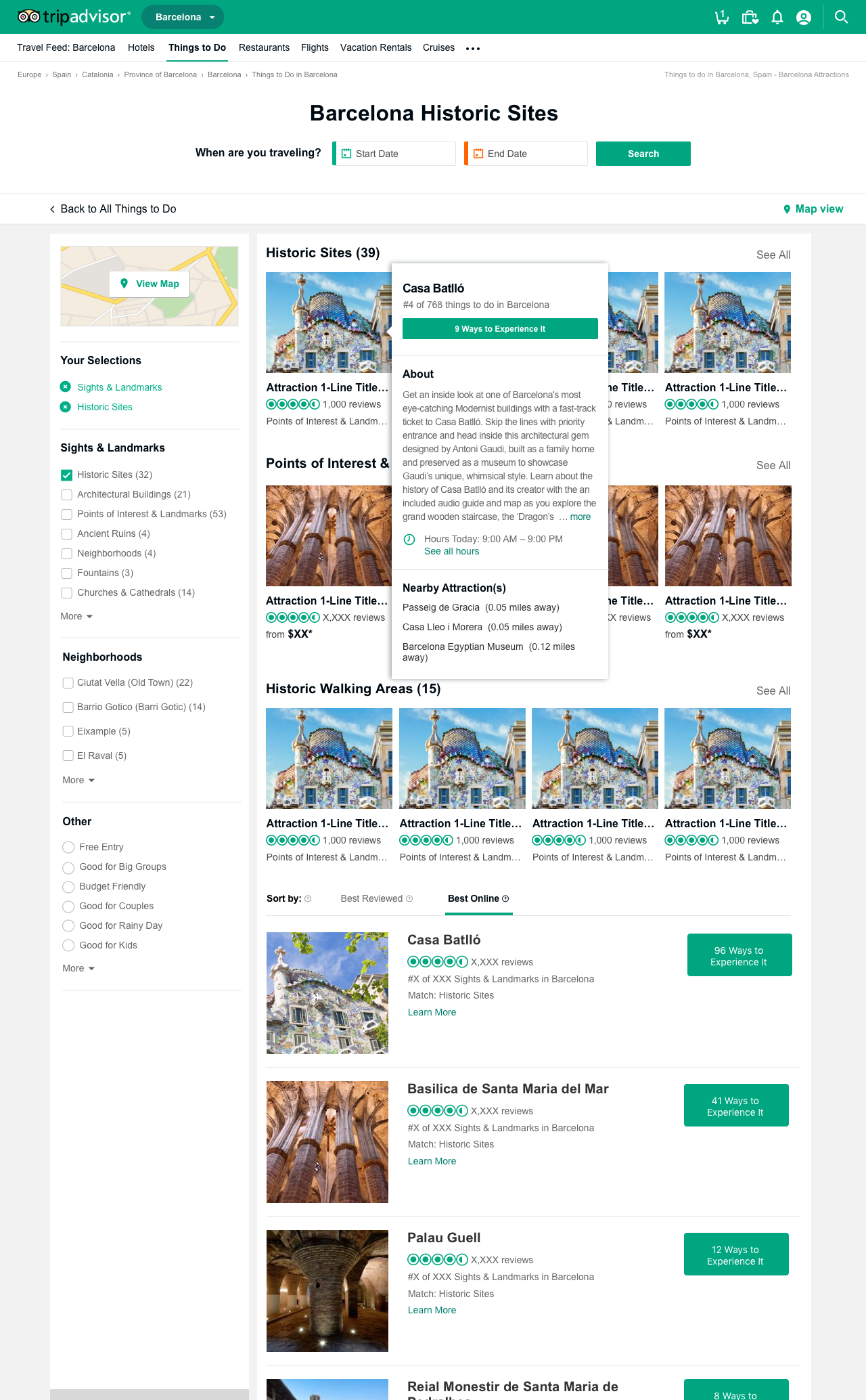 Option 2: My recommended version would list other POI attractions nearby to help with trip planning per day