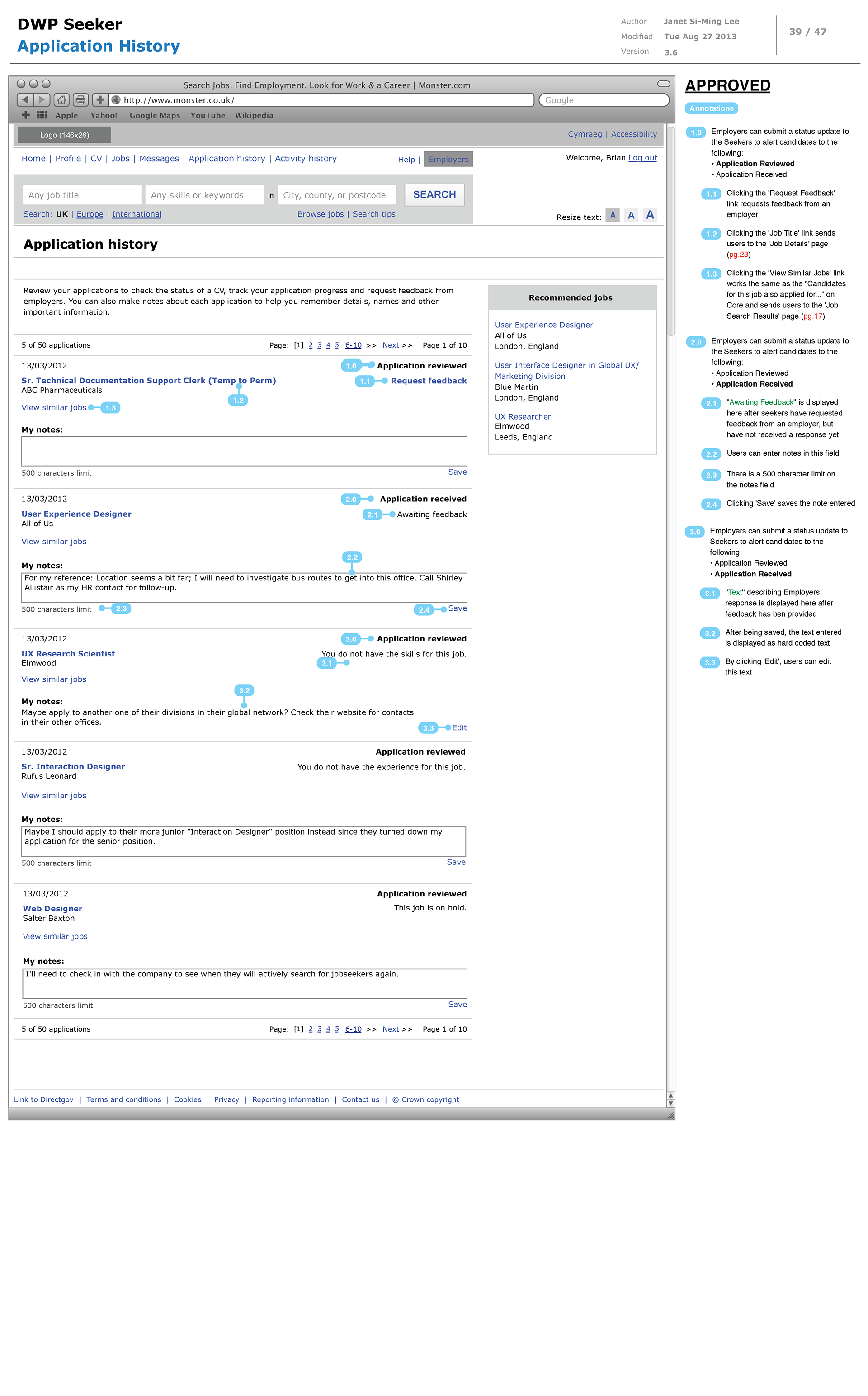Job Seekers' Application History