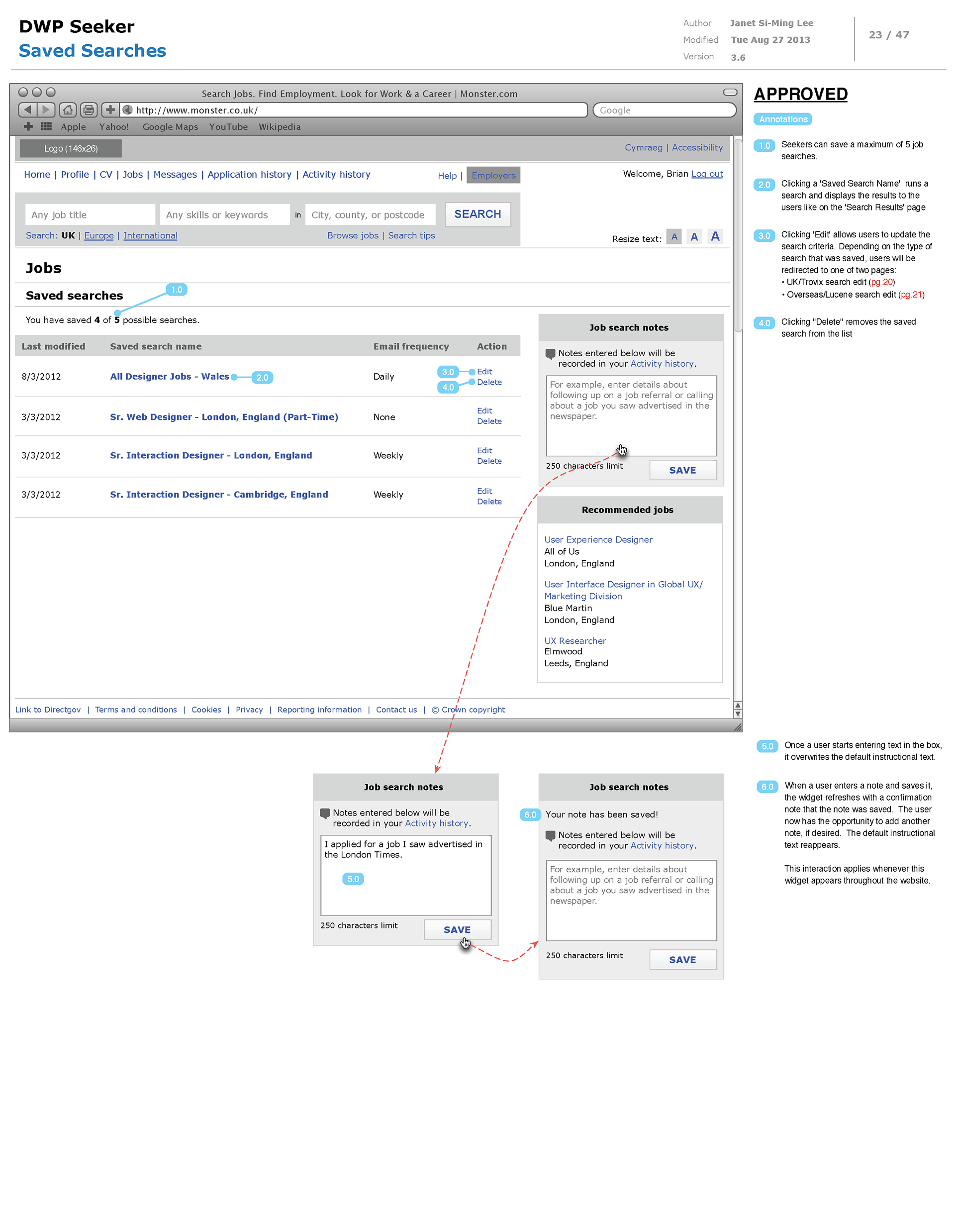Job seekers can reply to job listings they have saved. This screen features multiple states in this process.