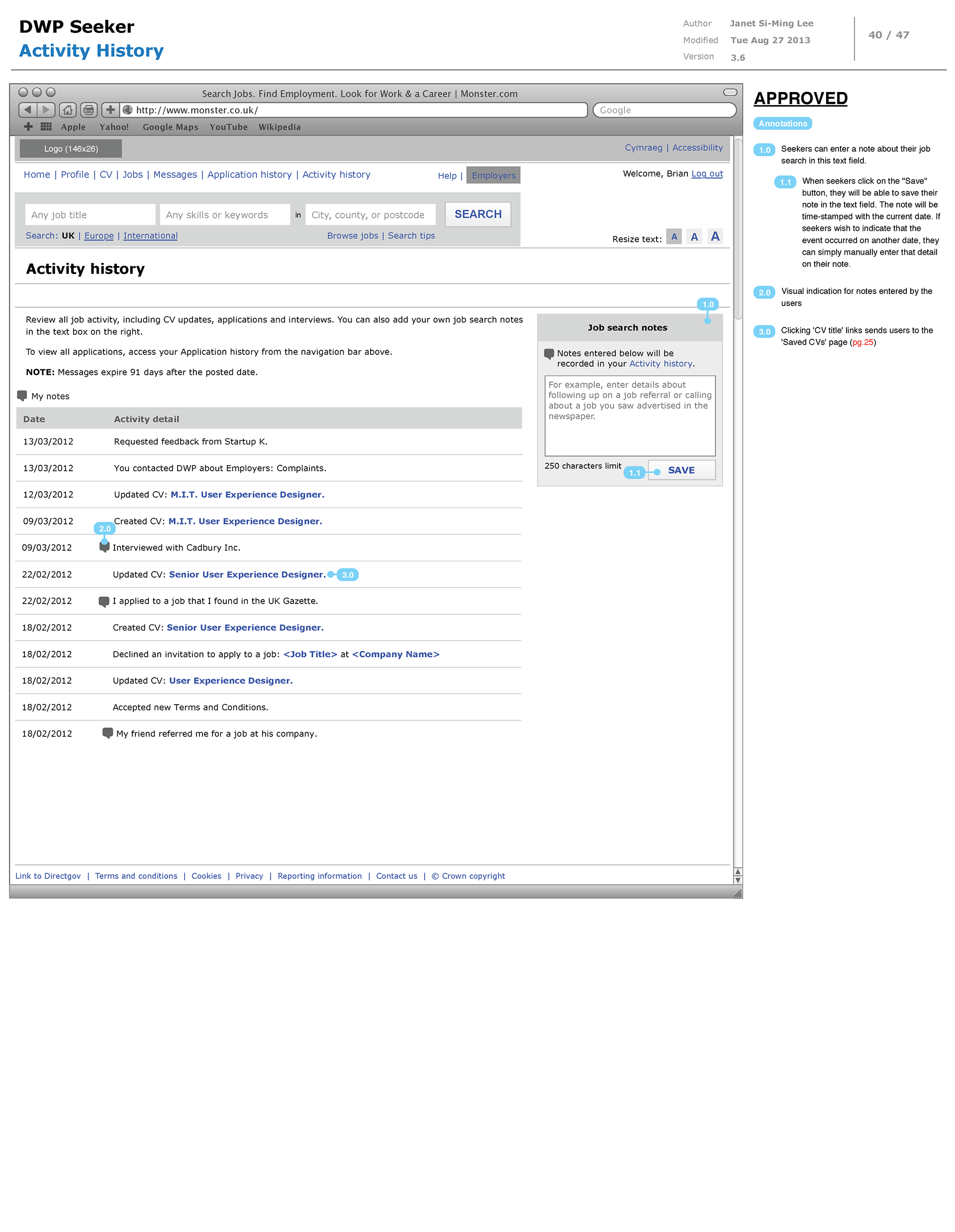 Job Seekers' Activity History