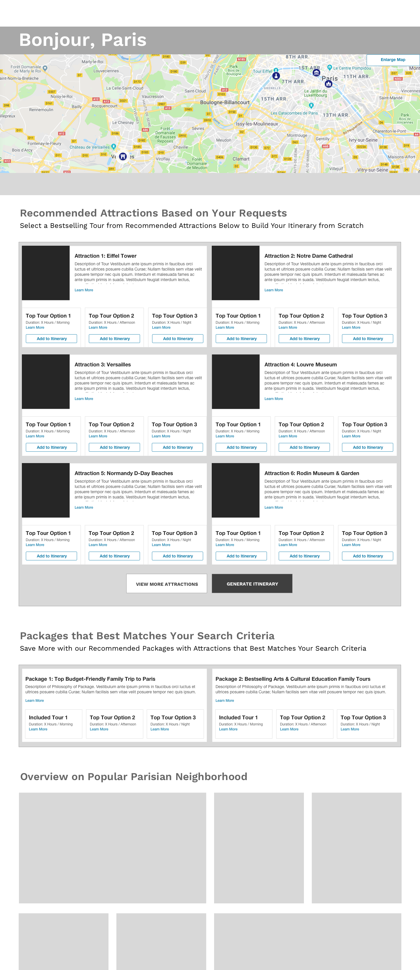 v1: User can select from recommended tours based on recommended attractions that meet user preferences.