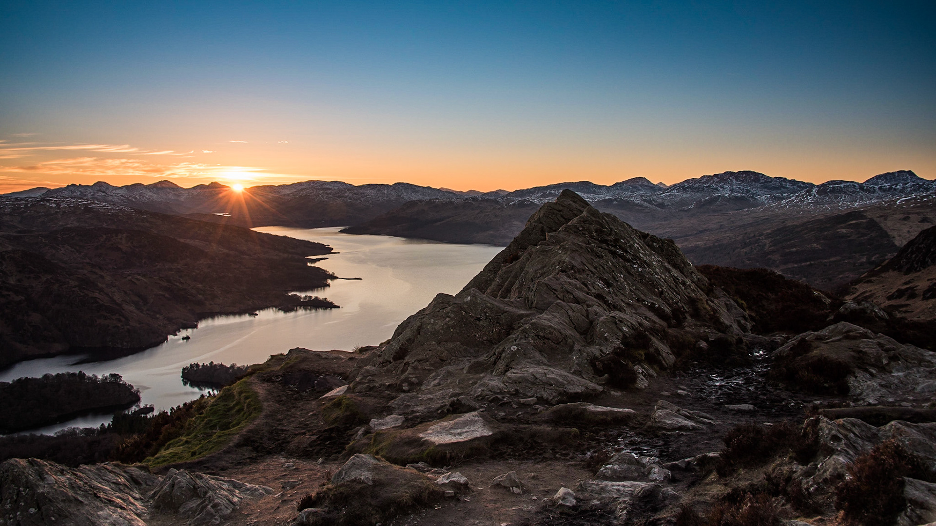Sunset on the summit of Ben A'an in the Trossachs National Park