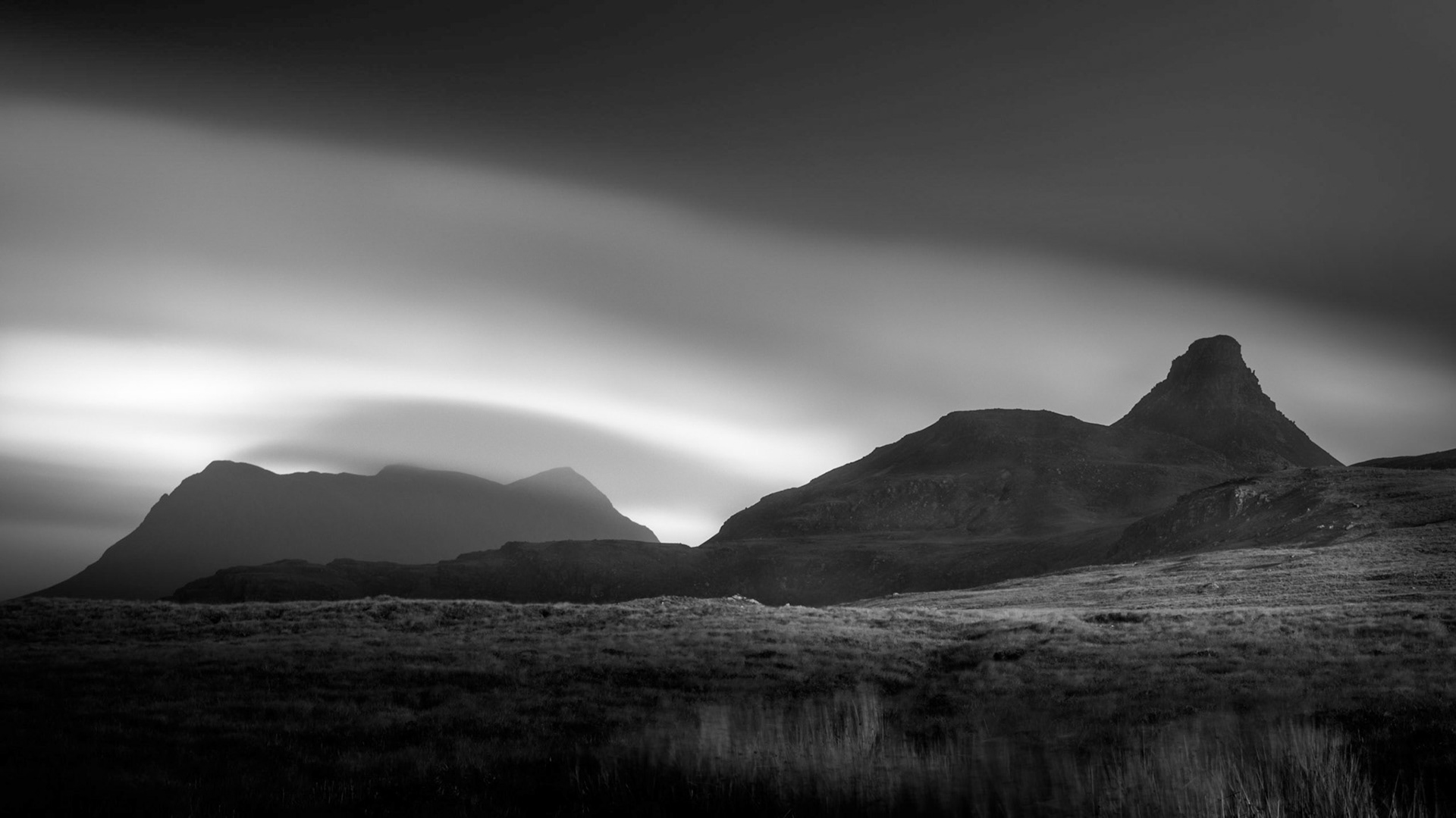 A moody day on Stac Pollaidh in Inverpolly in the Scottish Highlands