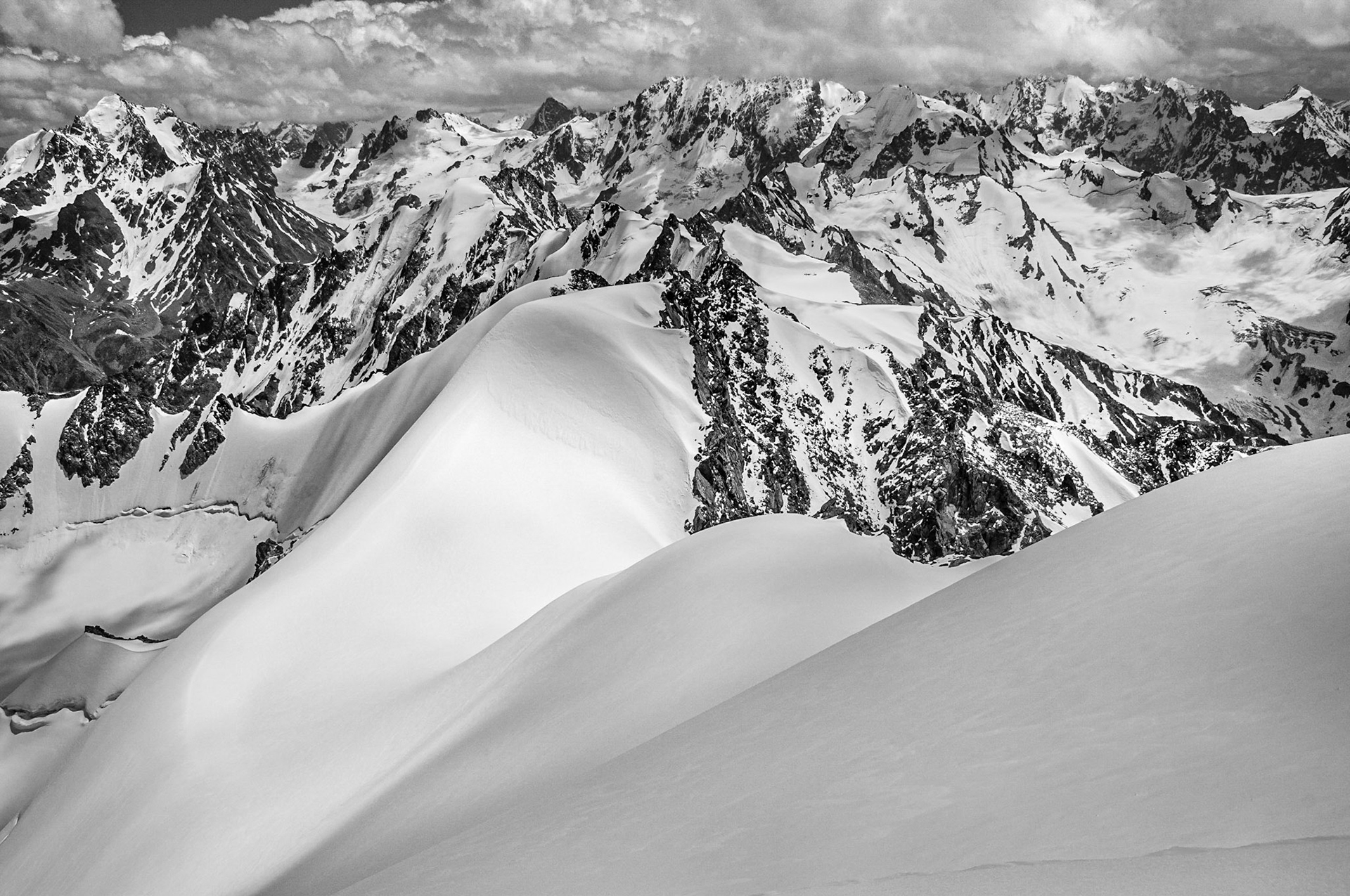 The Caucasus Mountains that straddles Asia and Europe