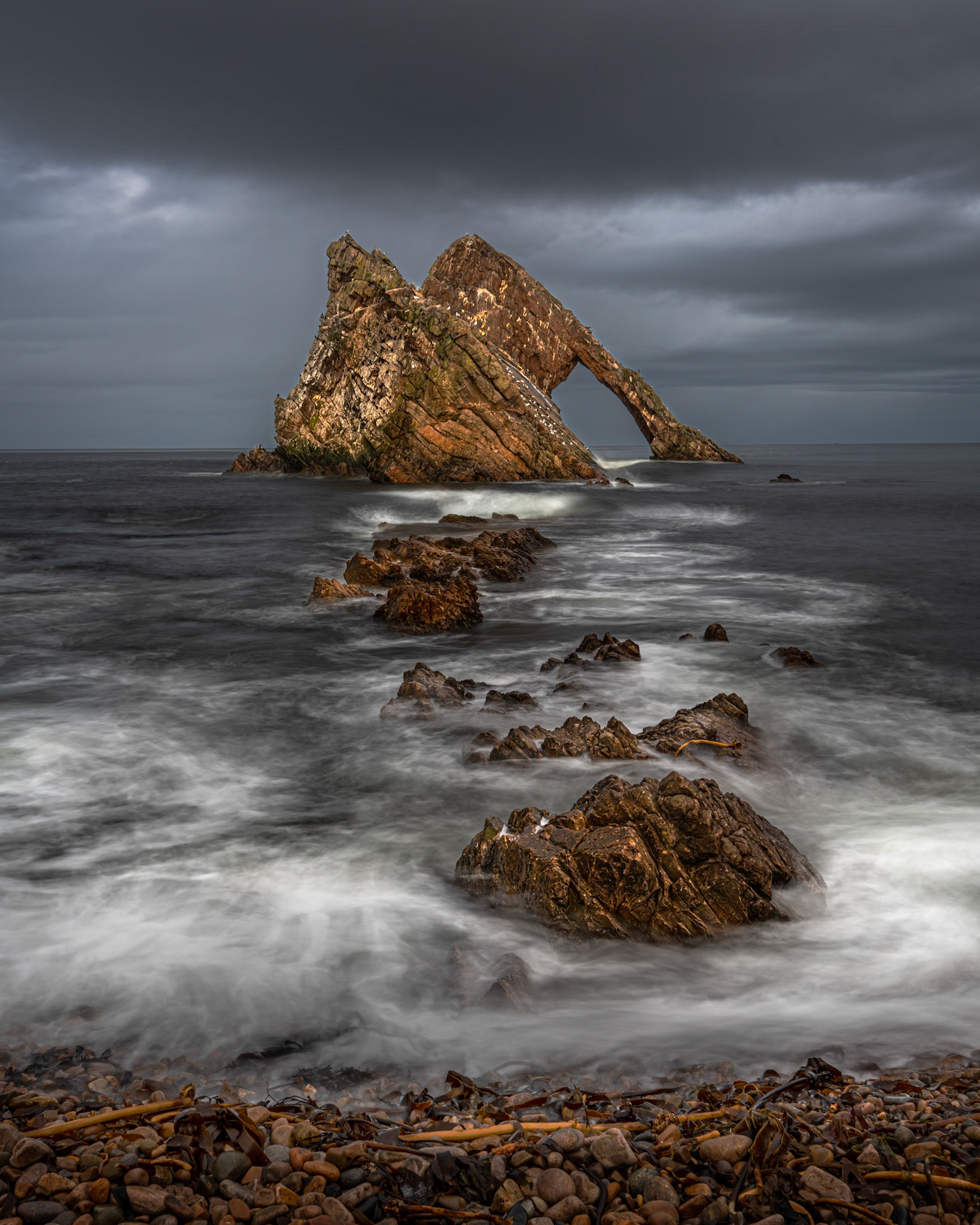 Bow Fiddle Rock on Moray Coast