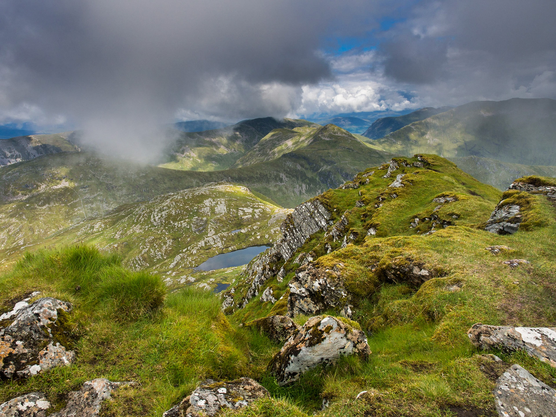 The hills of Wester Ross from the summit of Bidien a Choire Sheasgaich
