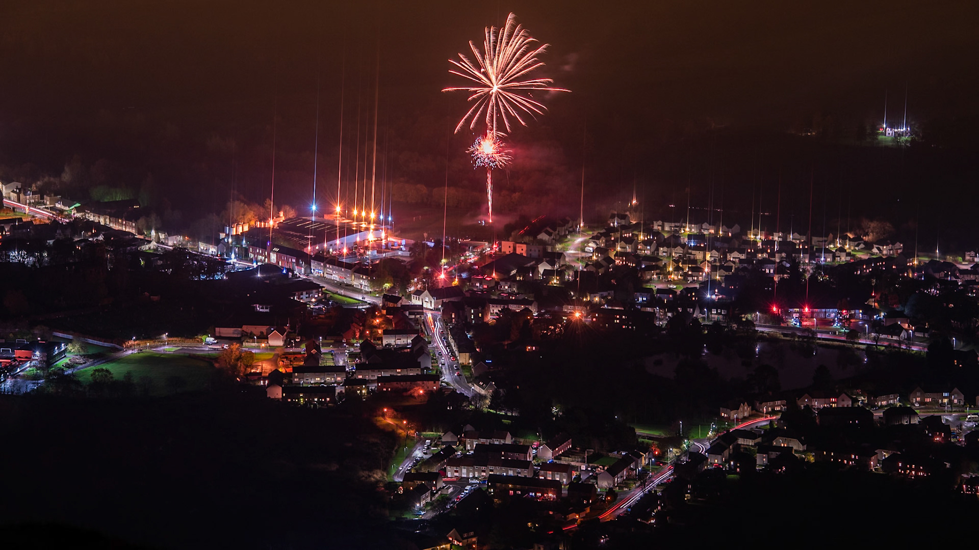 Firework Display On 5th November - Guy Fawkes Night - in Lennoxtown village, Scotland