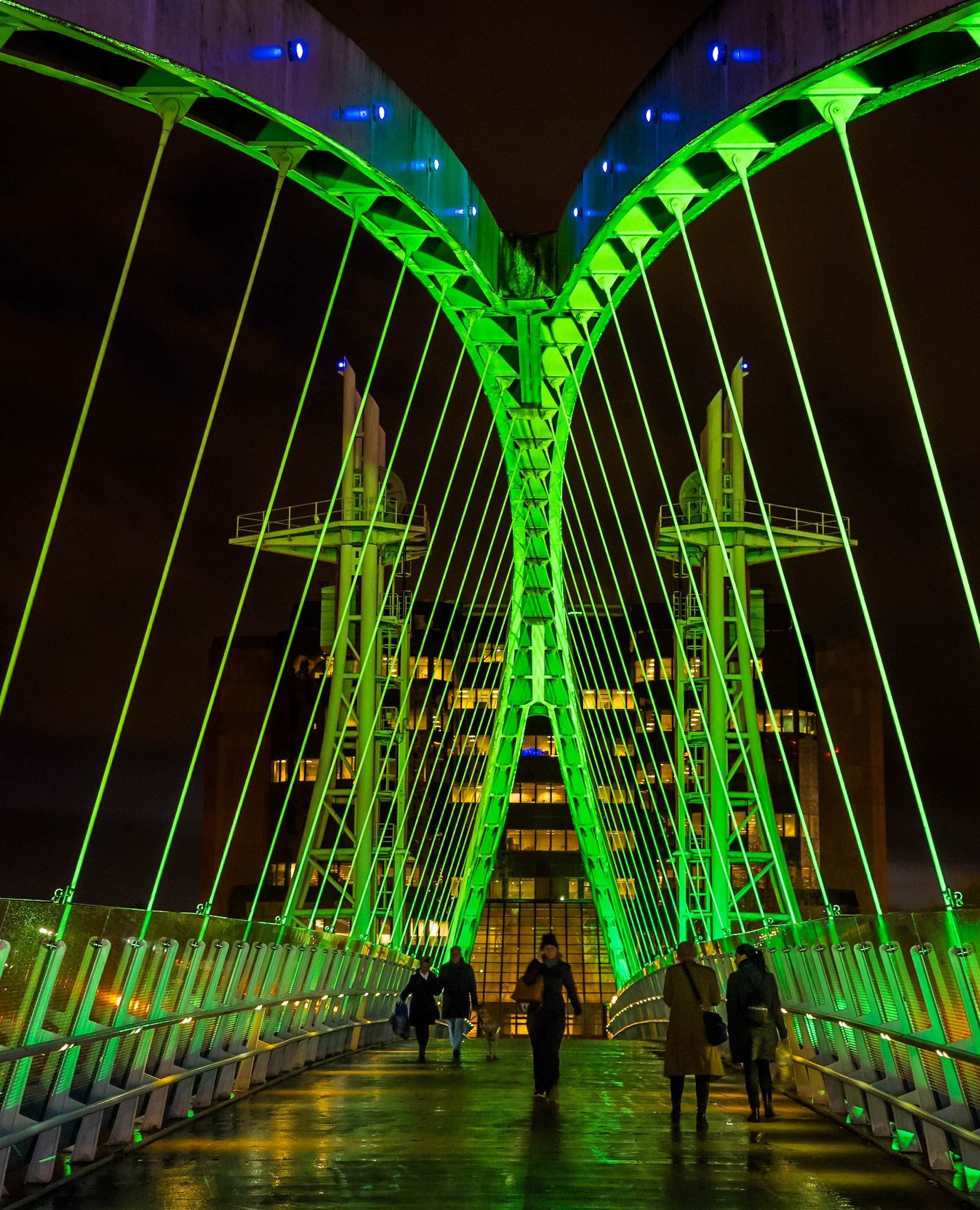 Salford Quays Footbridge at night