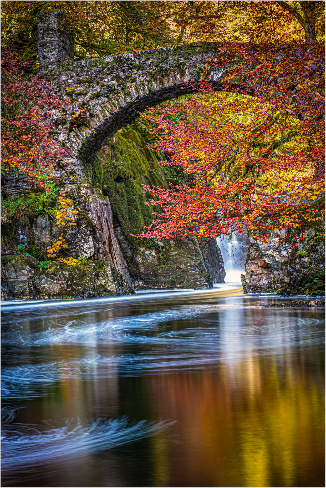 Black Linn Falls in Autumn. The Hermitage in Perthshire, Scotland