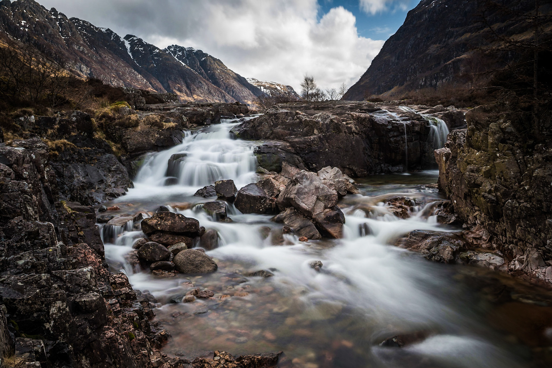 Waterfalls on the River Coe  in Glencoe, Scottish highlands