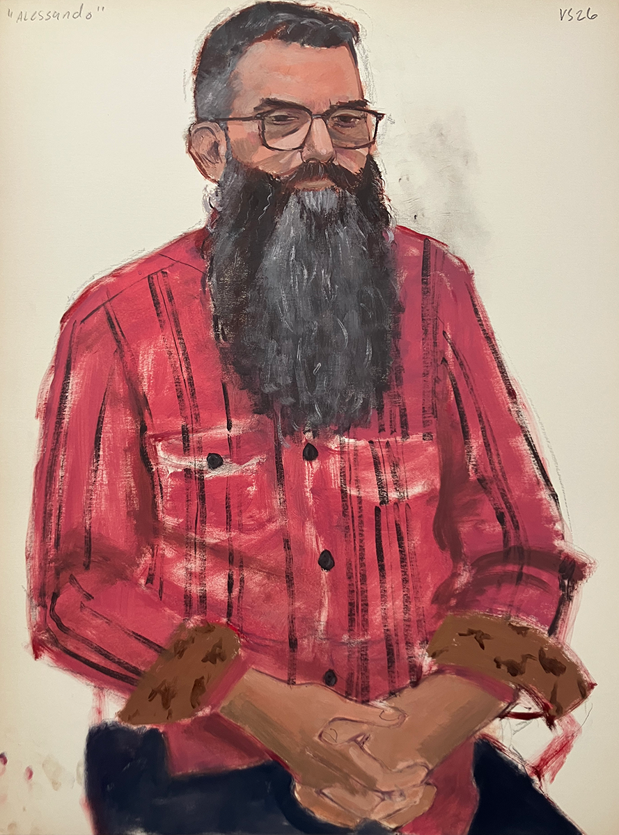 "Alessandro", 24 x 18 inches, graphite and oil on paper, February 10, 2026