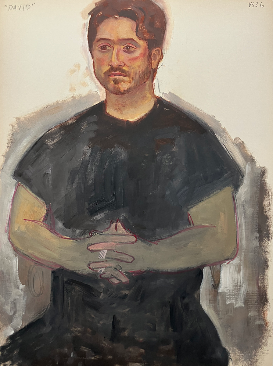 "David", 24 x 18 inches, charcoal, graphite, cray-pas, and oil on paper, February 9, 2026