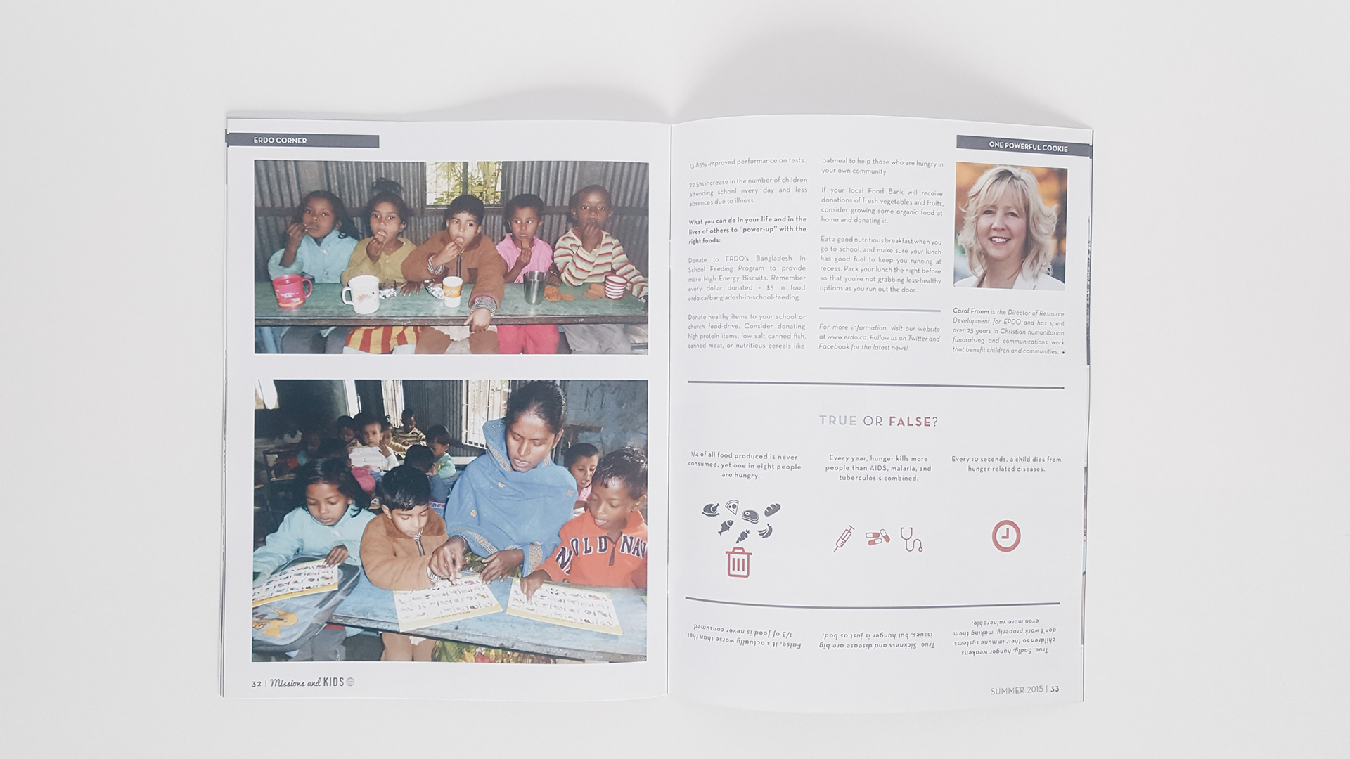 Interior pages with photos and text columns
