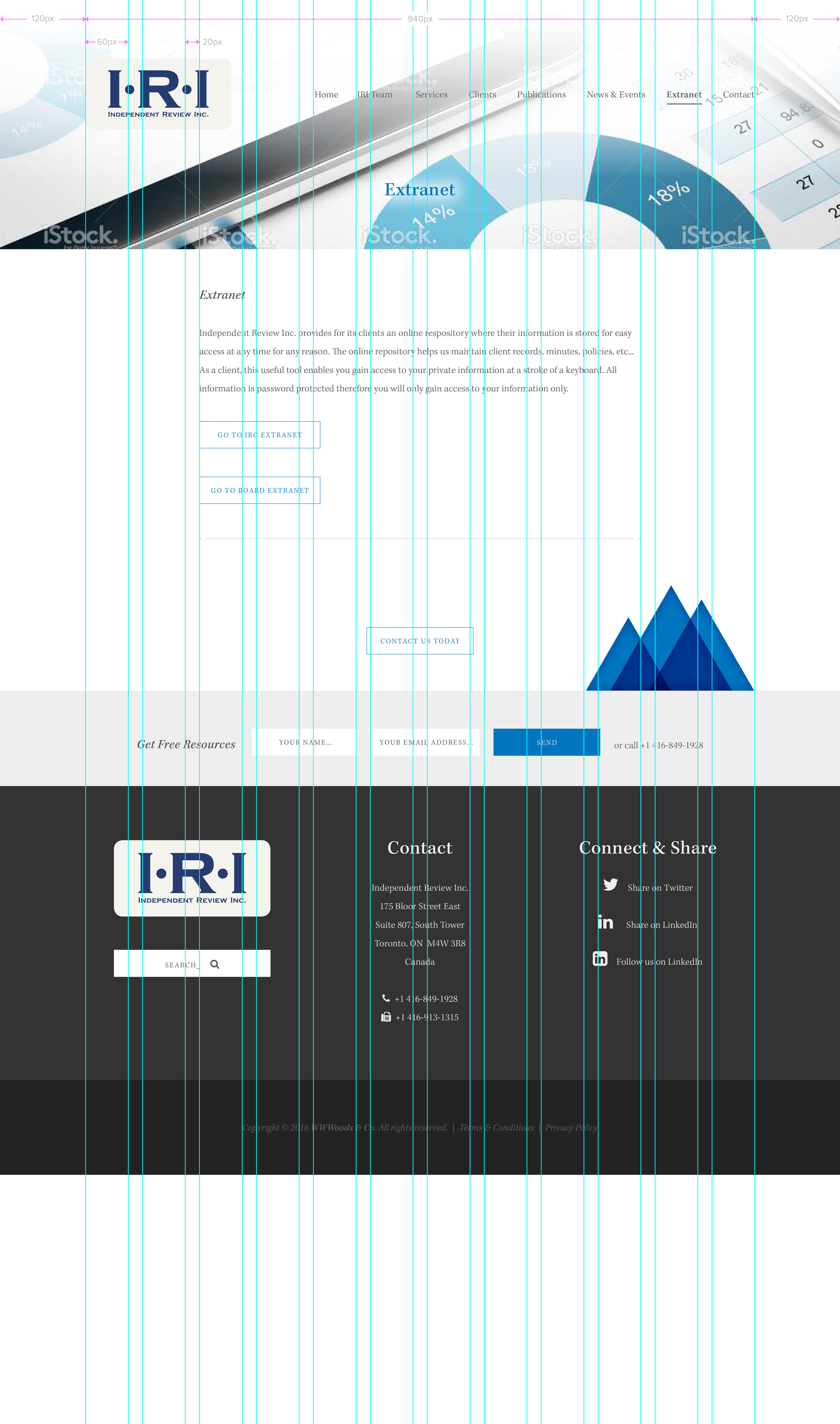 IRI sample page with column grid overlay