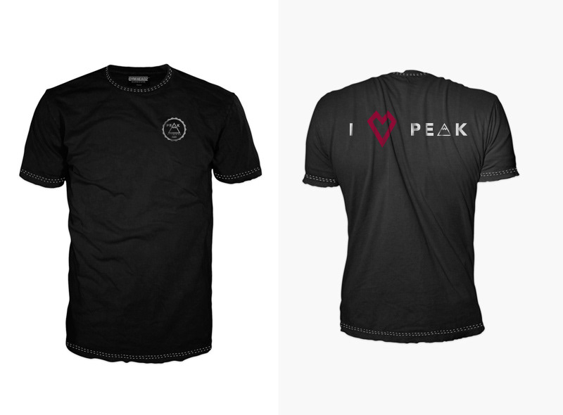 Peak fitness branded performance t-shirt, front and back view