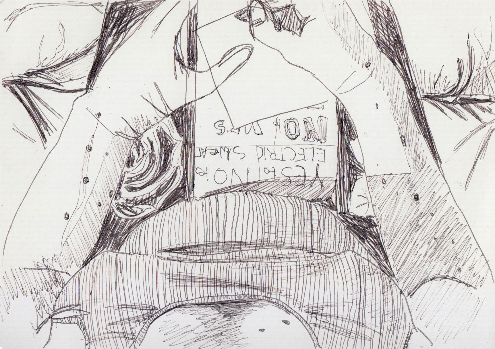 Drawing in bed - 2017, biro on postcard £10
