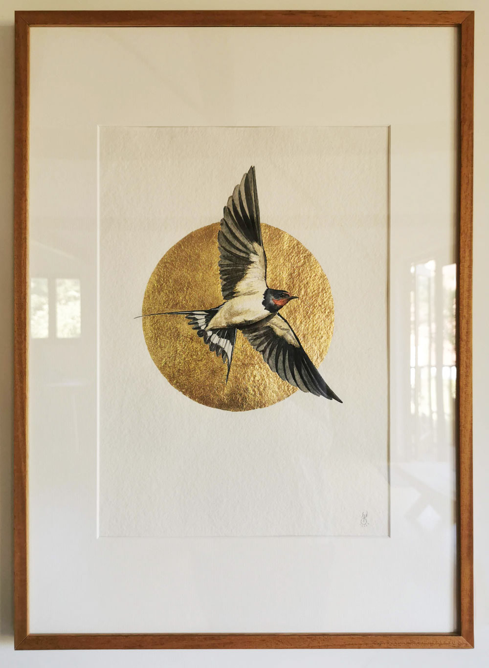 SOLD "First Swallow of the Summer", A2 Frame, A4 painting £295