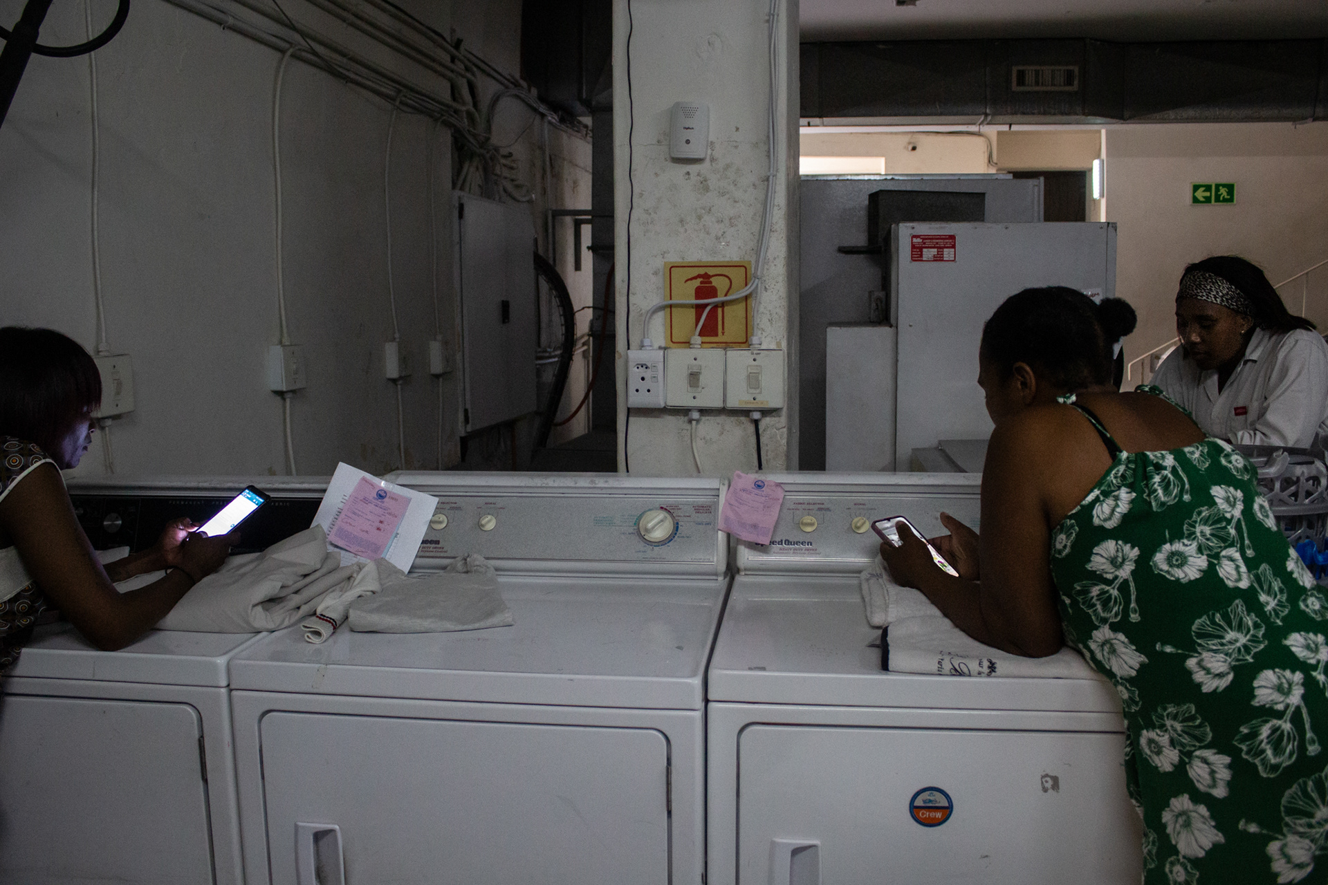 Unable to work during load-shedding, the staff spends time on the phone
