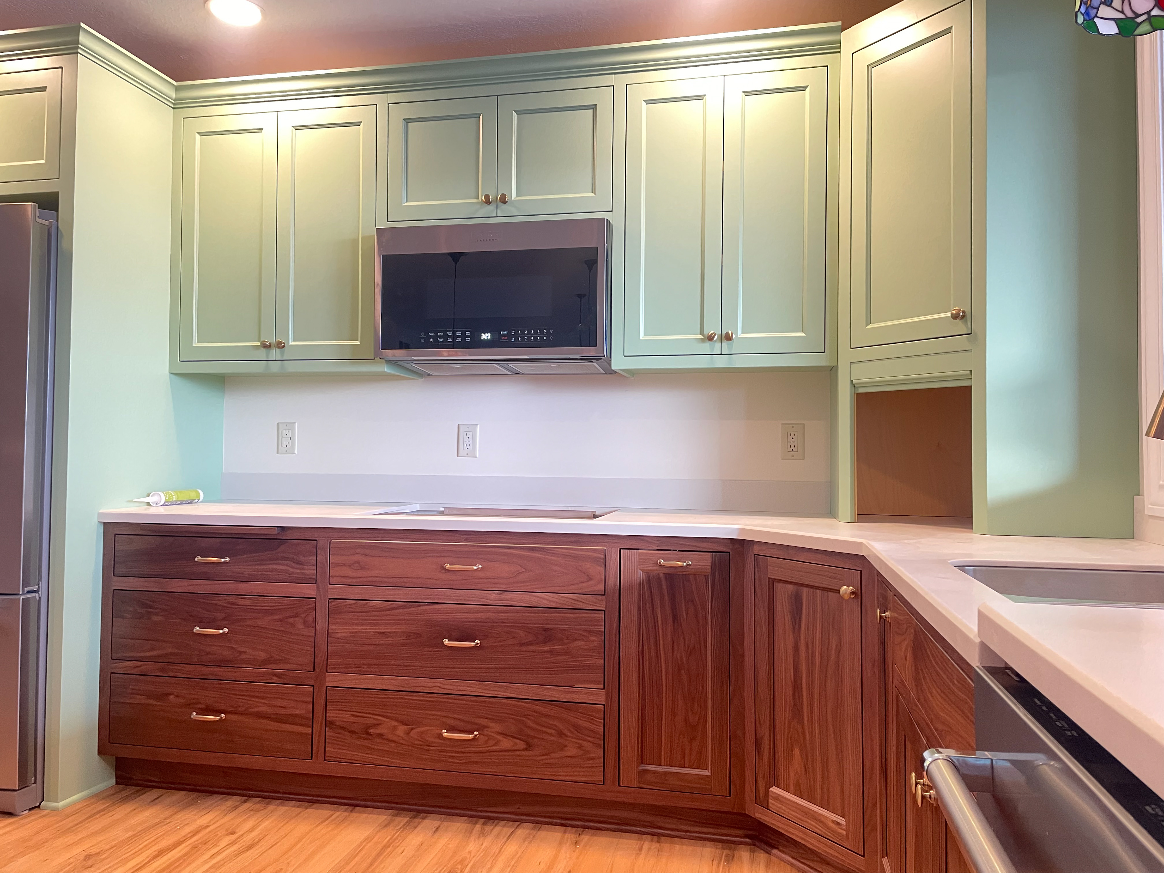 Stained Walnut w/ Green Accent Kitchen (1 of 5)