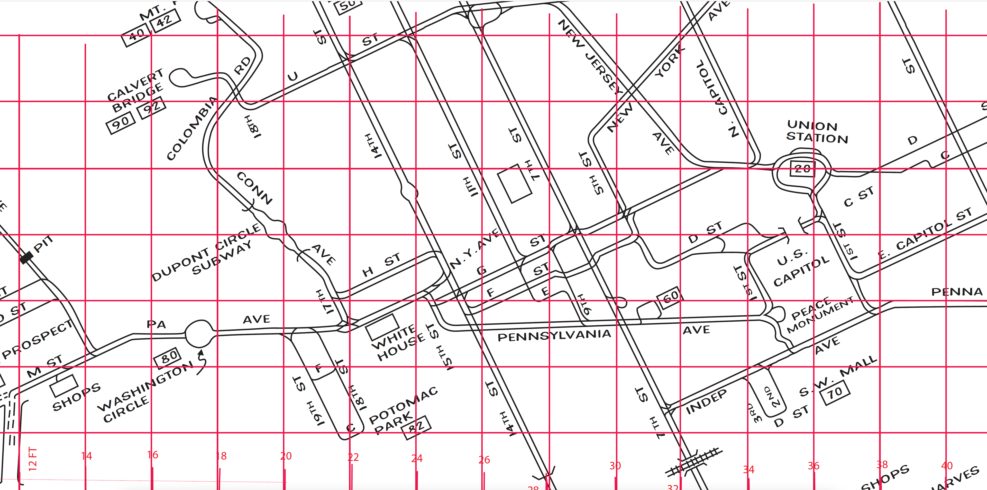 Digitally redrawn and reconstructed in Adobe Illustrator to preserve original graphic structure while enabling architectural scaling.