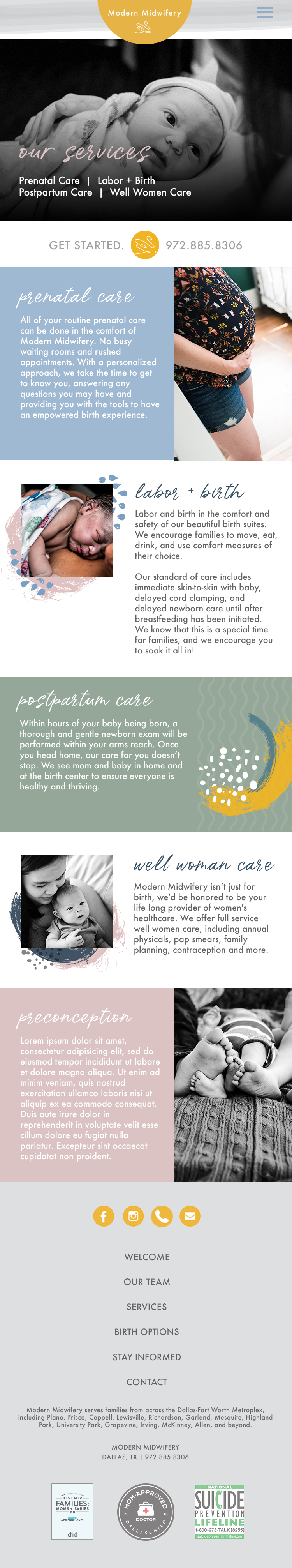 services page: mobile