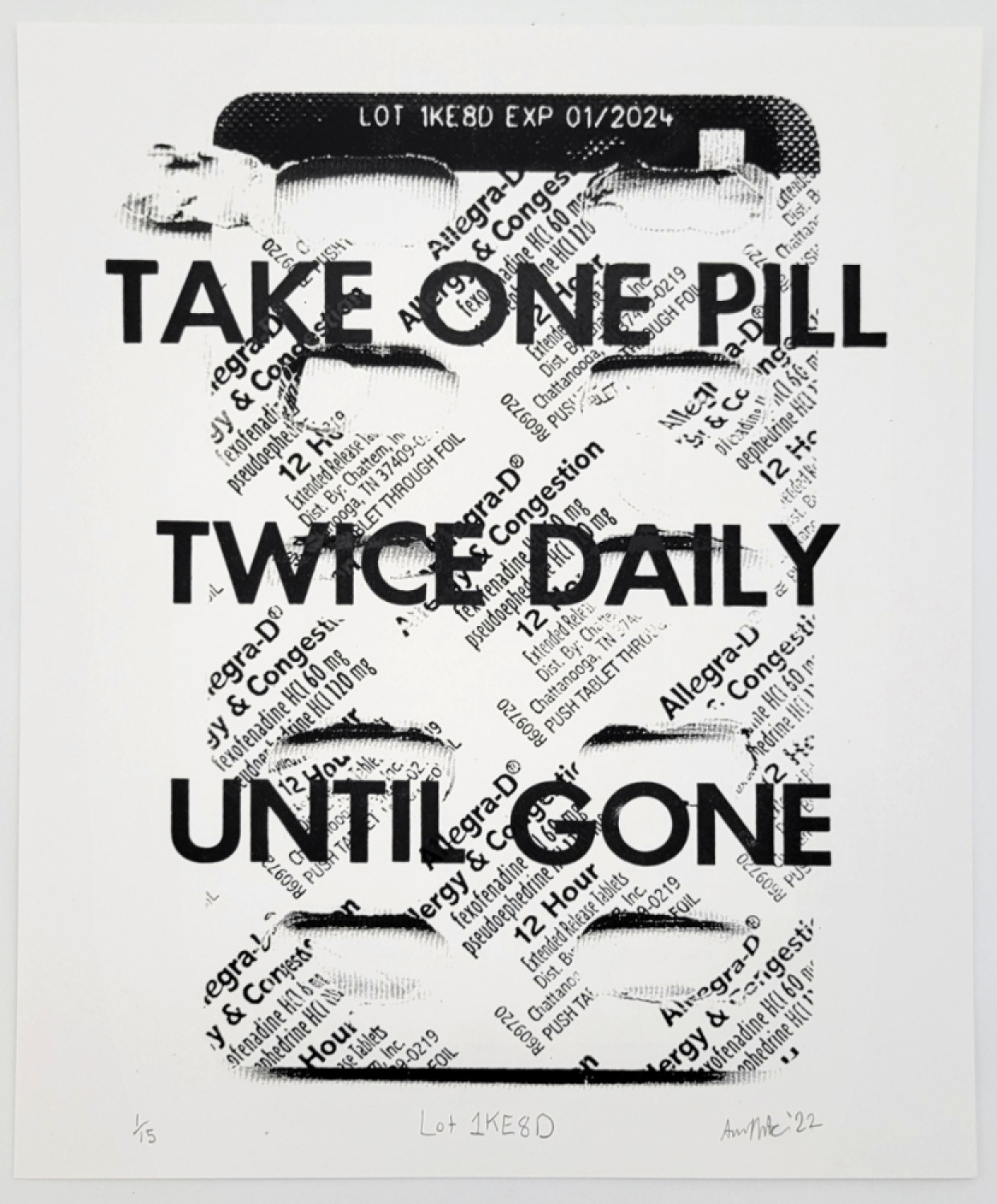Lot 1KE8D, 2022, letterpress and silkscreen, 9inhandpress Exchange 2022