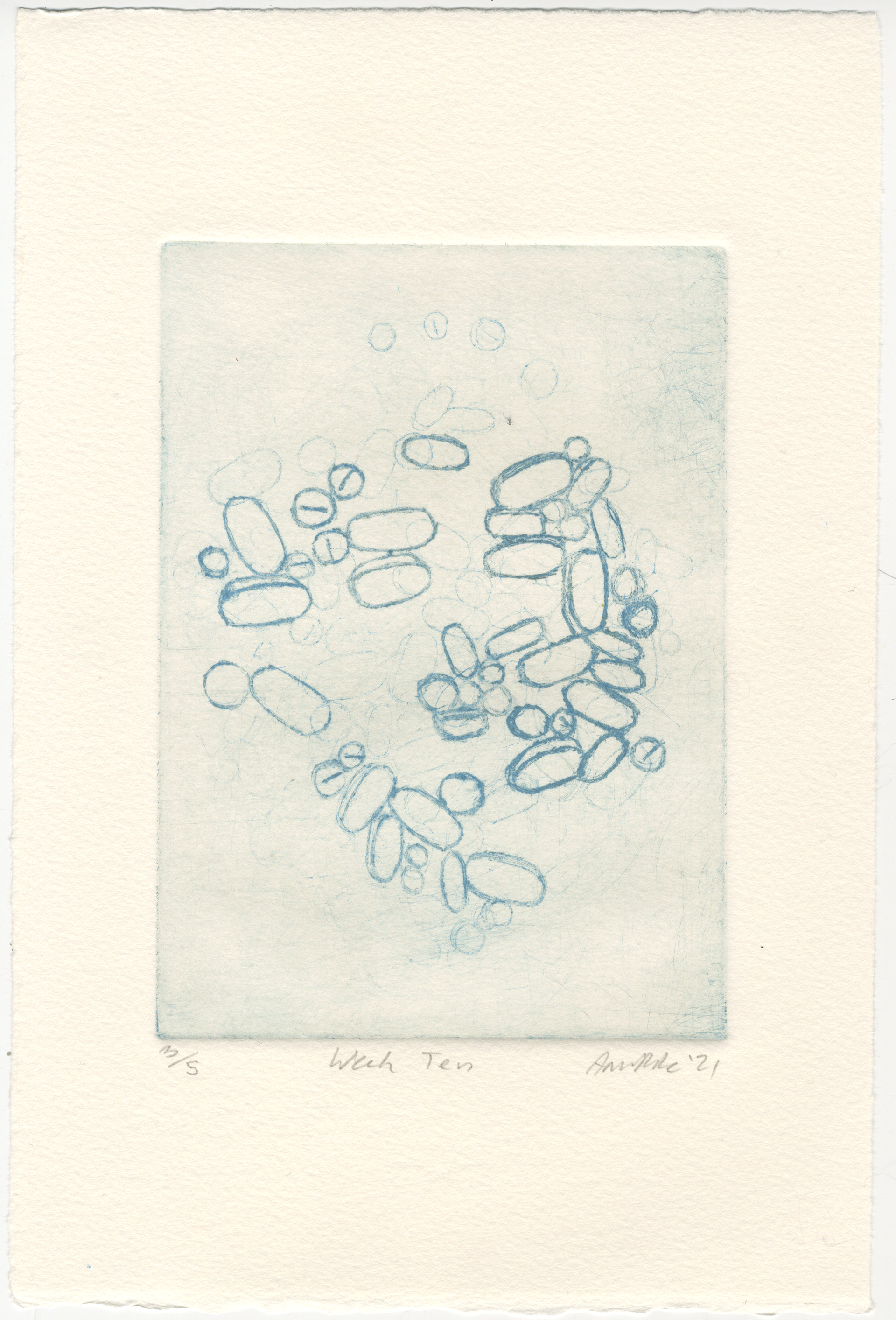 Week Ten, 2021, drypoint, 7.5x11"