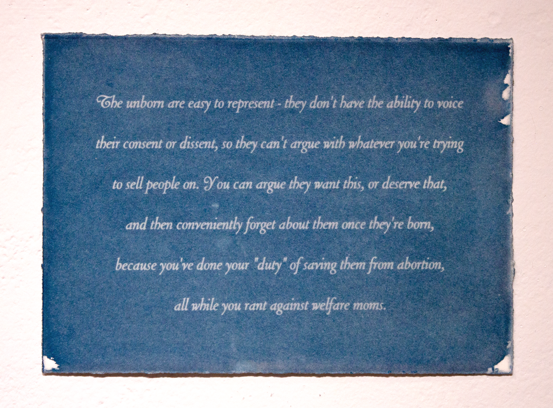 "The unborn are easy to represent...", 2023, cyanotype