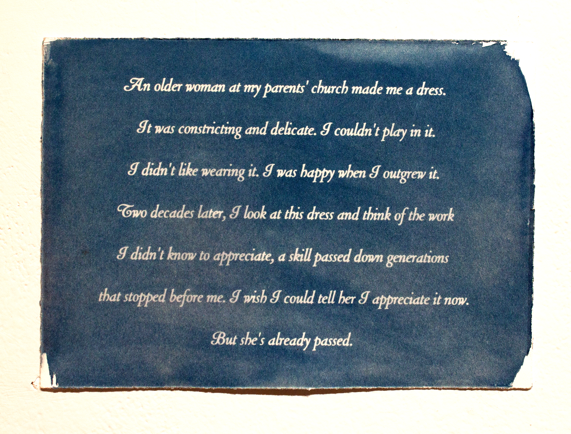 "An older woman...", 2023, cyanotype