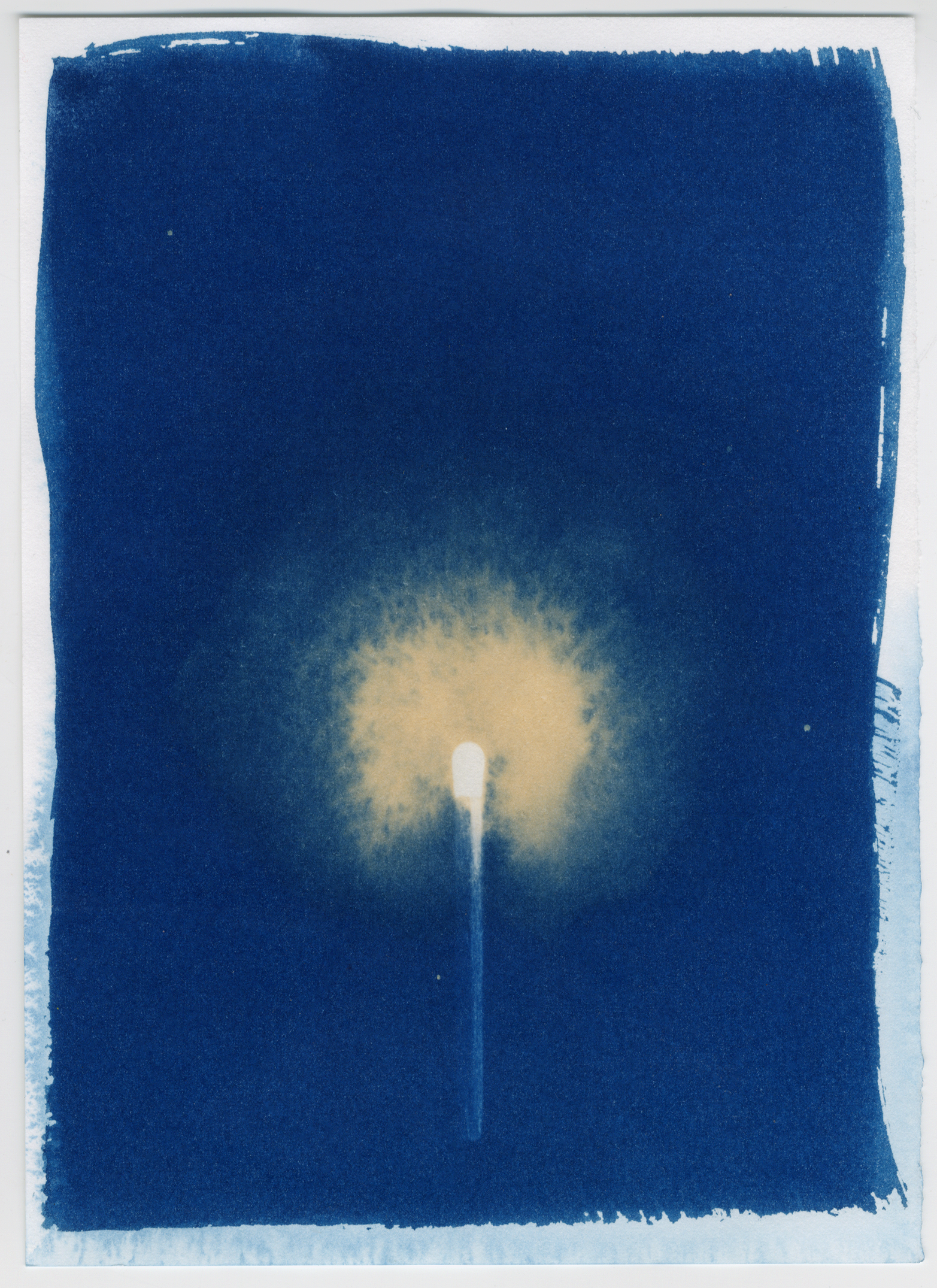 Flash point 2, 2023, 5x7", bleached cyanotype