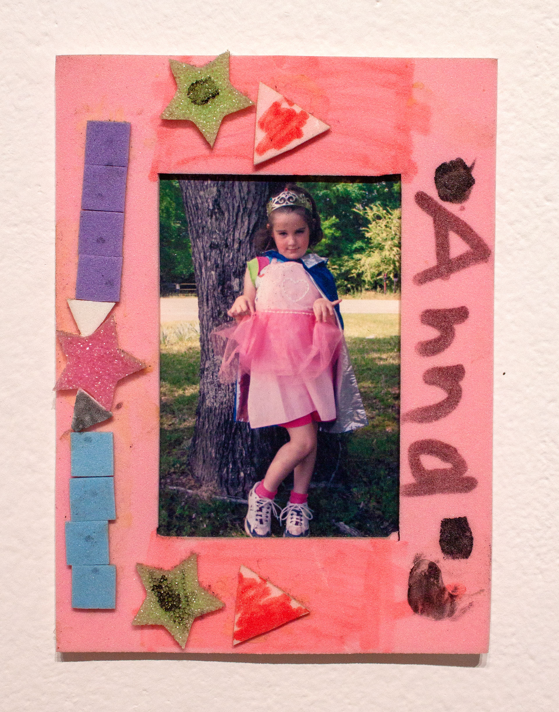 Princess Dress with Superhero Cape, 2023, digital print with handmade frame