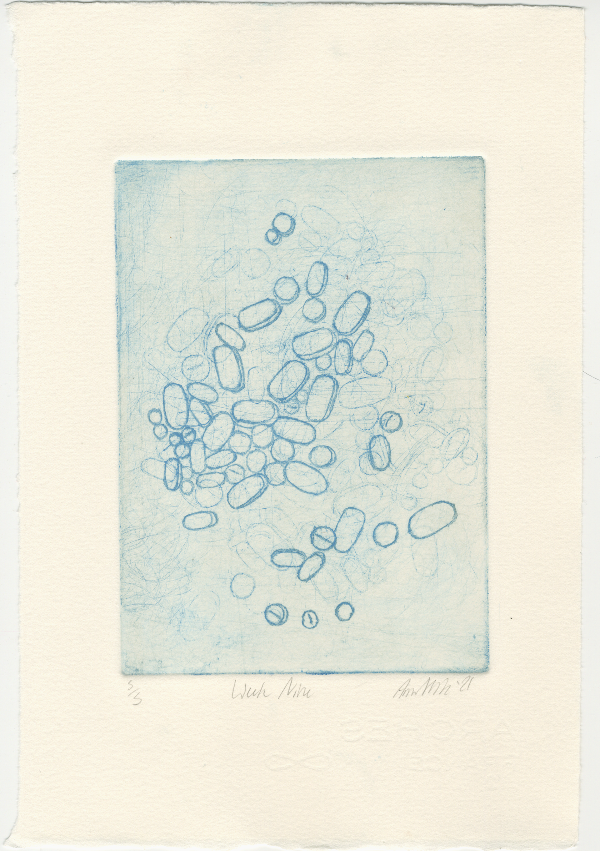 Week Nine, 2021, drypoint, 7.5x11"