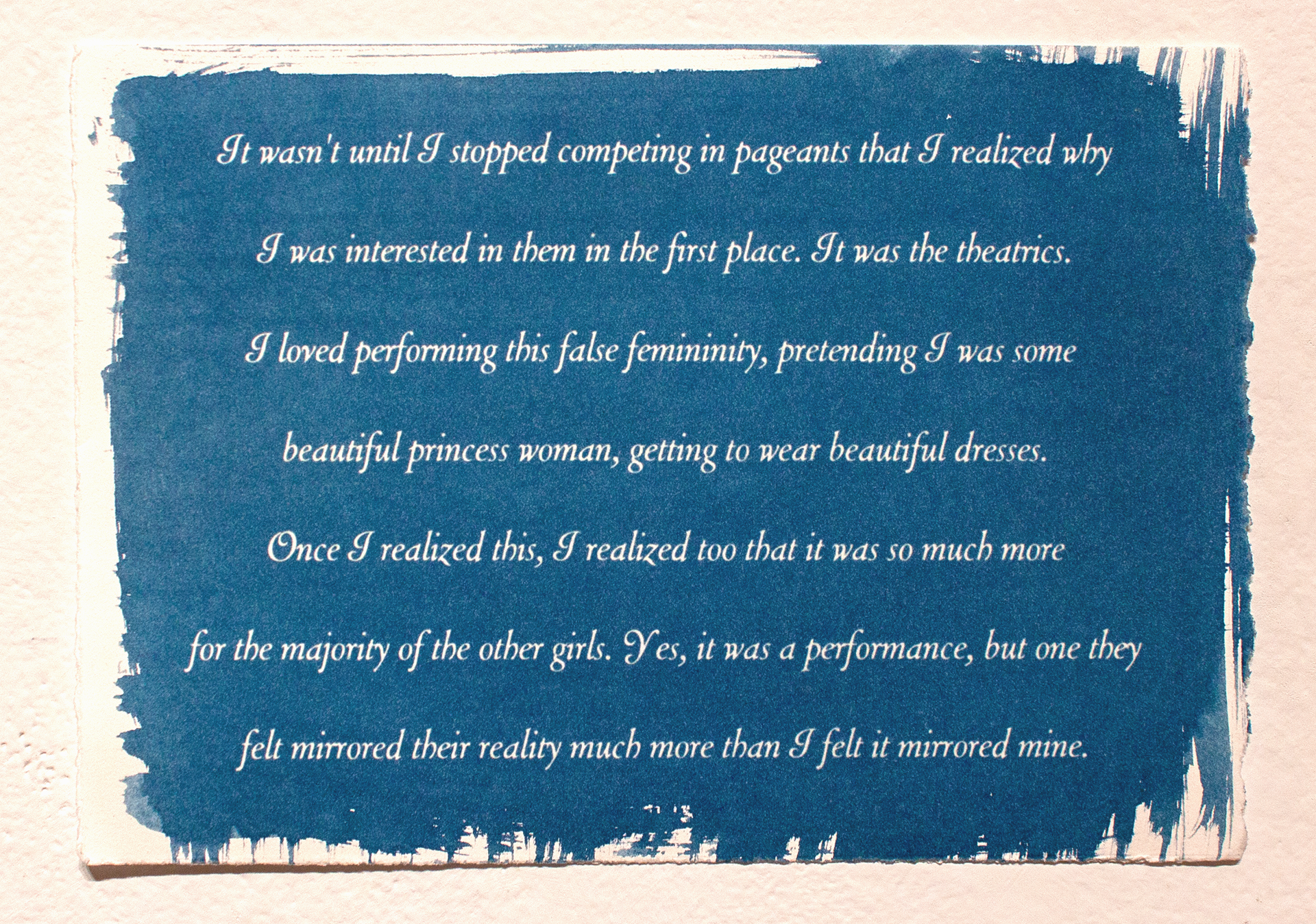 "It wasn't until I stopped...", 2023, cyanotype