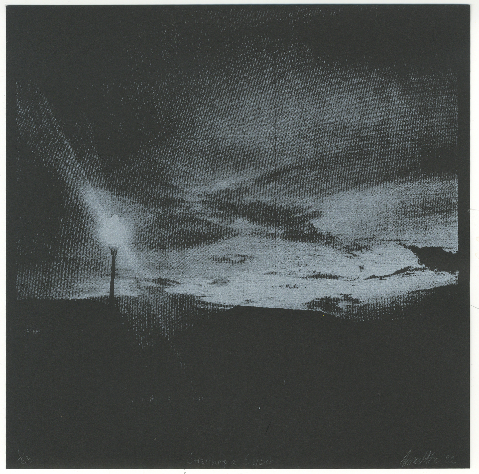 Streetlamp at Sunset, 2022, silkscreen, Light Changes Exchange and Exhibition